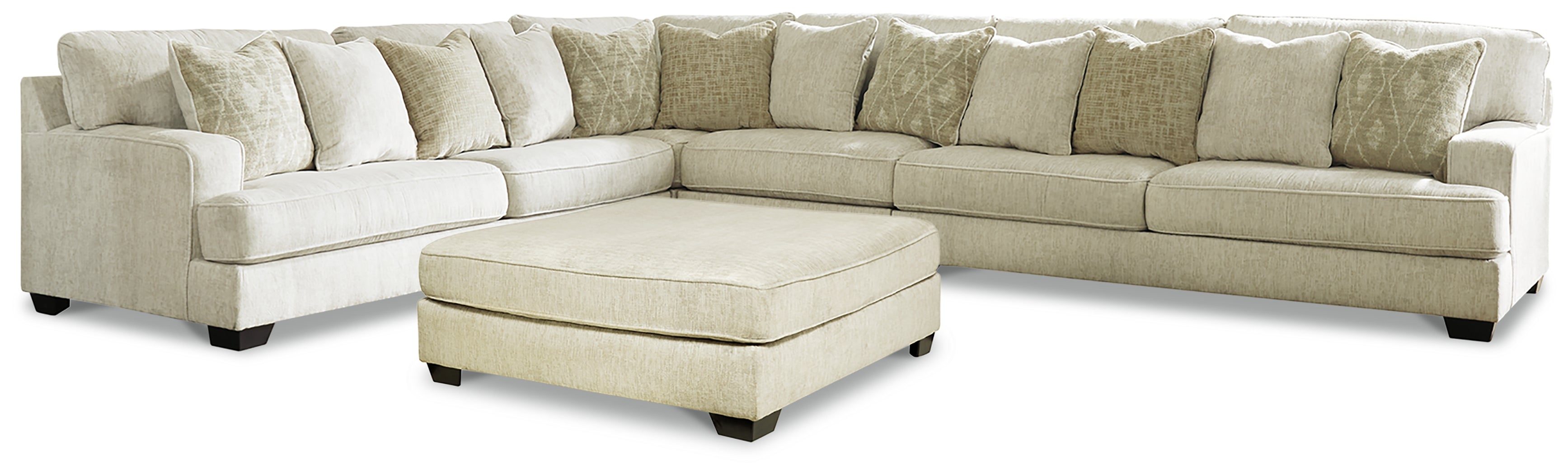 J&M Furniture - Ashley Furniture - Rawcliffe 4-Piece Sectional with Ottoman - 4-Piece Sectional with Ottoman / Parchment - 19604U3