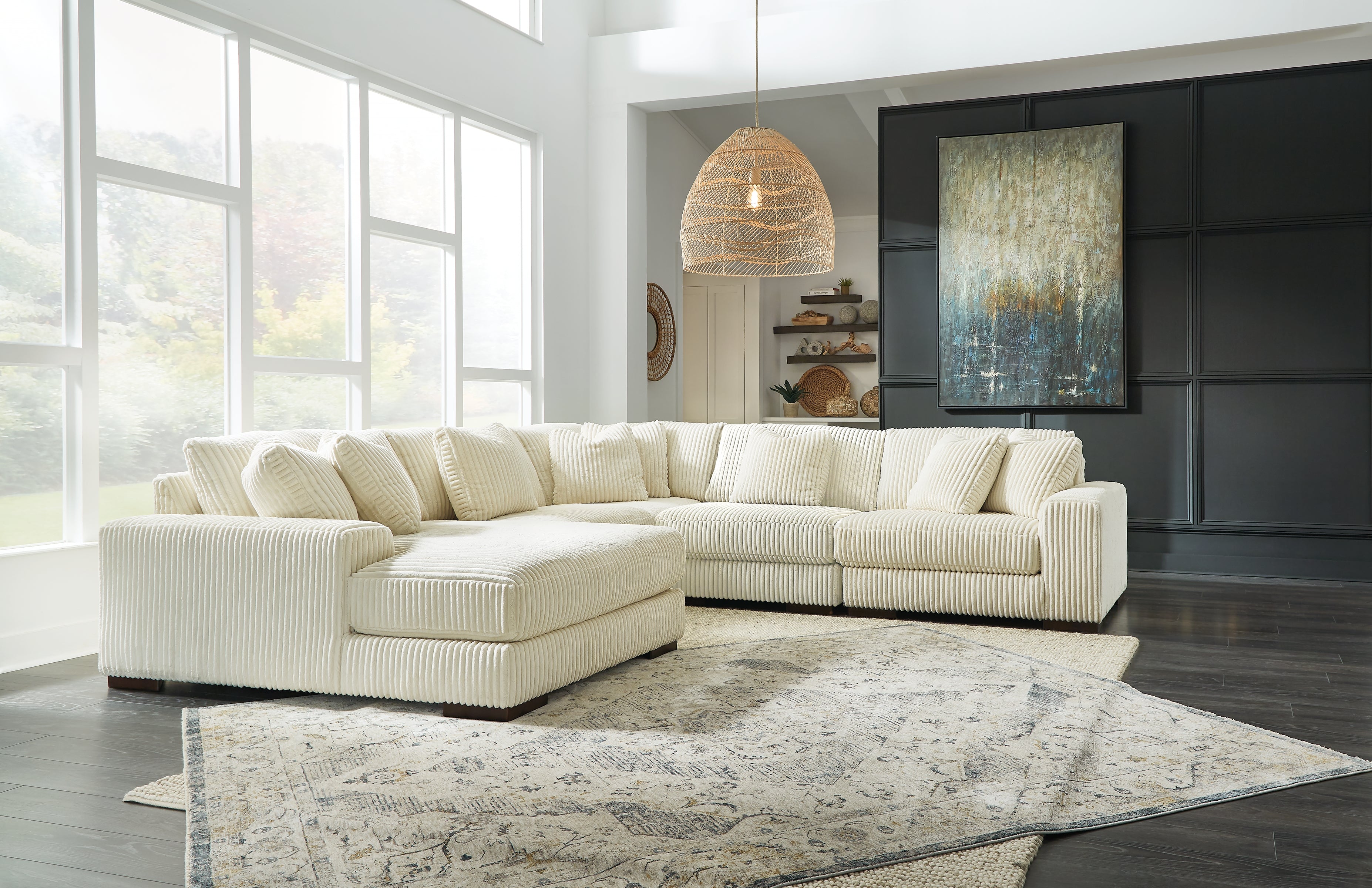 J&M Furniture - Ashley Furniture - Lindyn 5-Piece Sectional with Chaise - RAF 5-Piece Sectional with Chaise - 21104S6