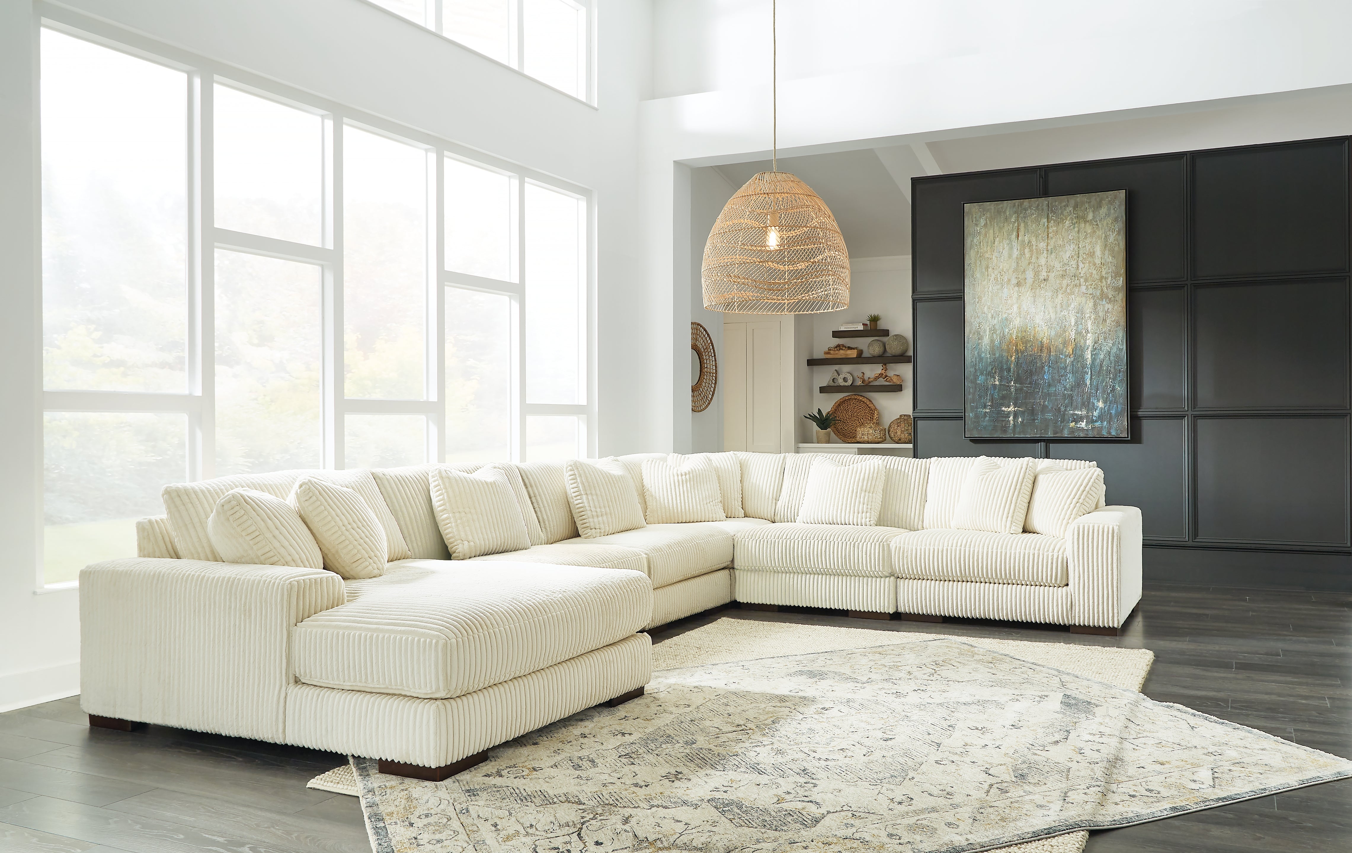 J&M Furniture - Ashley Furniture - Lindyn 6-Piece Sectional with Chaise - RAF 6-Piece Sectional with Chaise - 21104S11