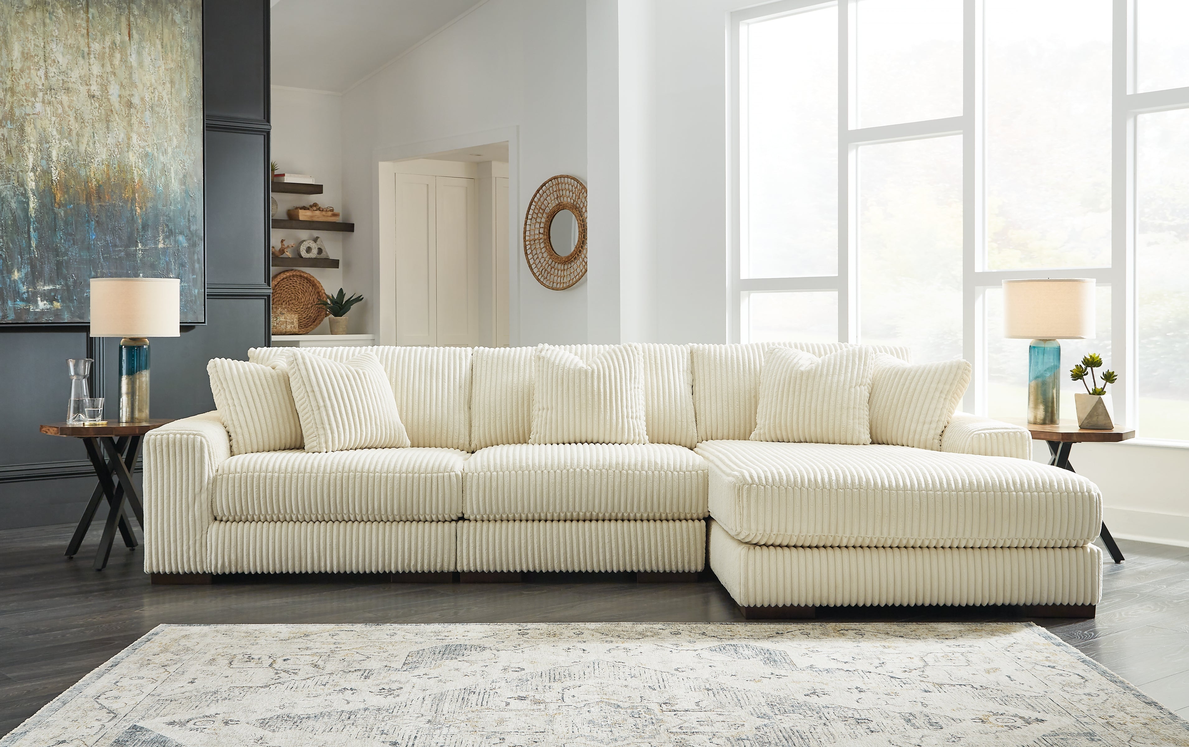 J&M Furniture - Ashley Furniture - Lindyn 3-Piece Sectional with Chaise - RAF 3-Piece Sectional with Chaise - 21104S12