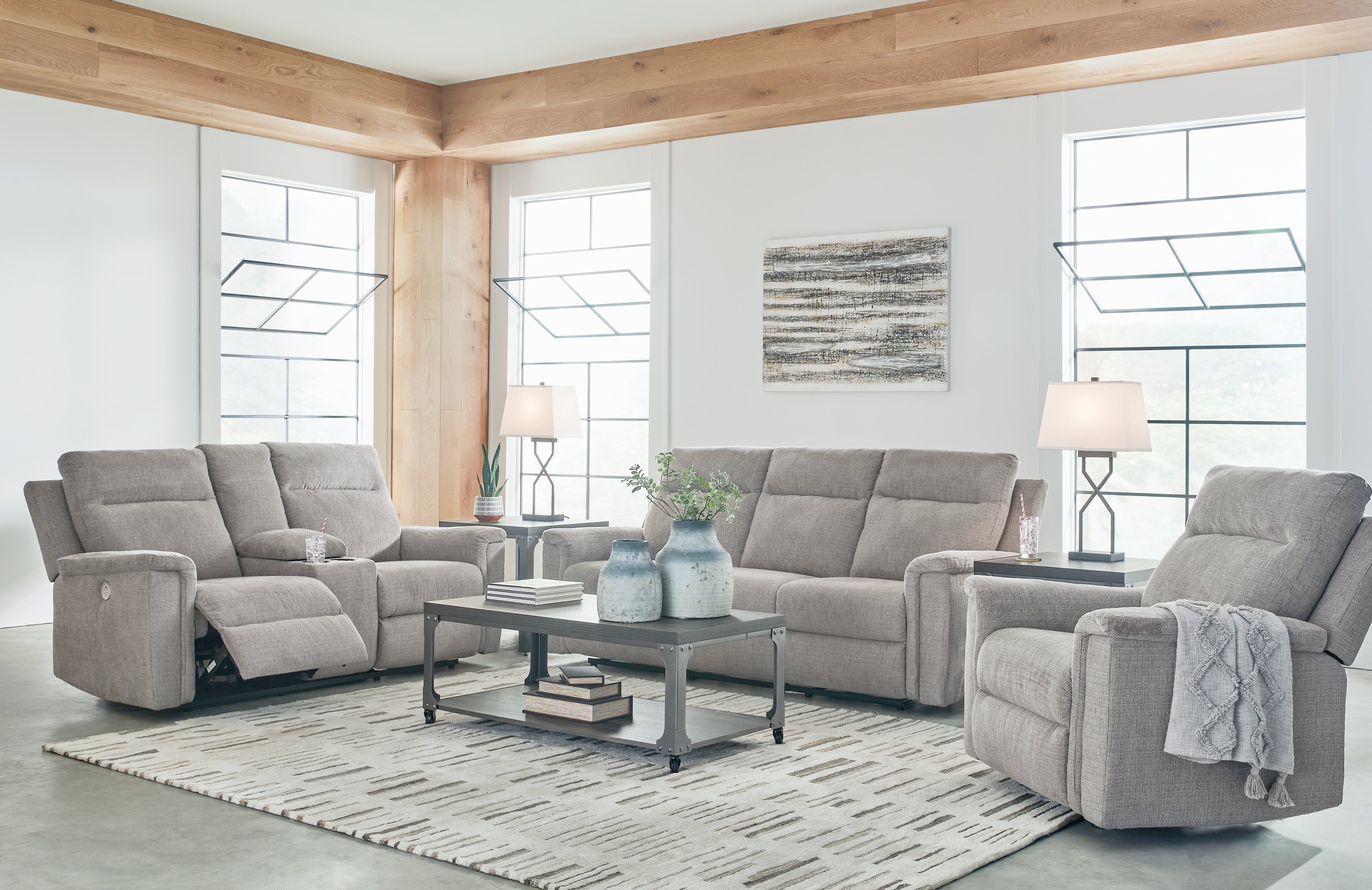 J&M Furniture - Ashley Furniture - Barnsana Power Reclining Sofa, Loveseat and Recliner - Power Reclining Sofa, Loveseat and Recliner - 33201U2
