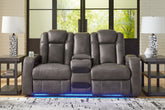 J&M Furniture - Ashley Furniture - Fyne-Dyme Power Reclining Loveseat with Console - PWR REC Loveseat/CON/ADJ HDRST - 3660218