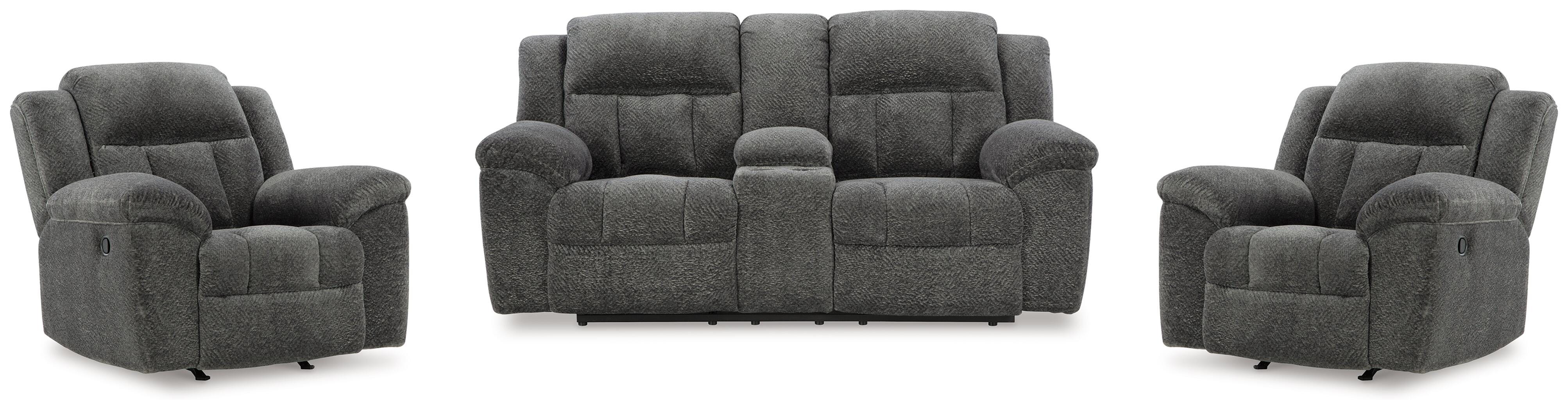 J&M Furniture - Ashley Furniture - Frohn Reclining Loveseat with Console and 2 Recliners - Reclining Loveseat with Console and 2 Recliners - 37406U5