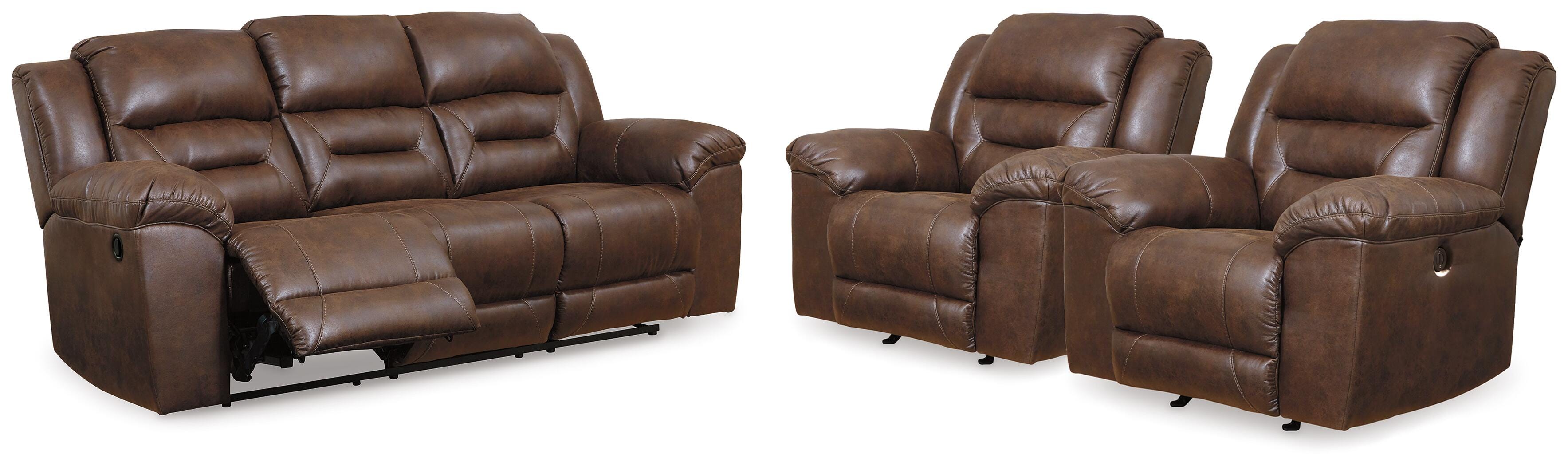 J&M Furniture - Ashley Furniture - Stoneland Reclining Sofa and 2 Power Recliners - Reclining Sofa and 2 Power Recliners - 39904U6