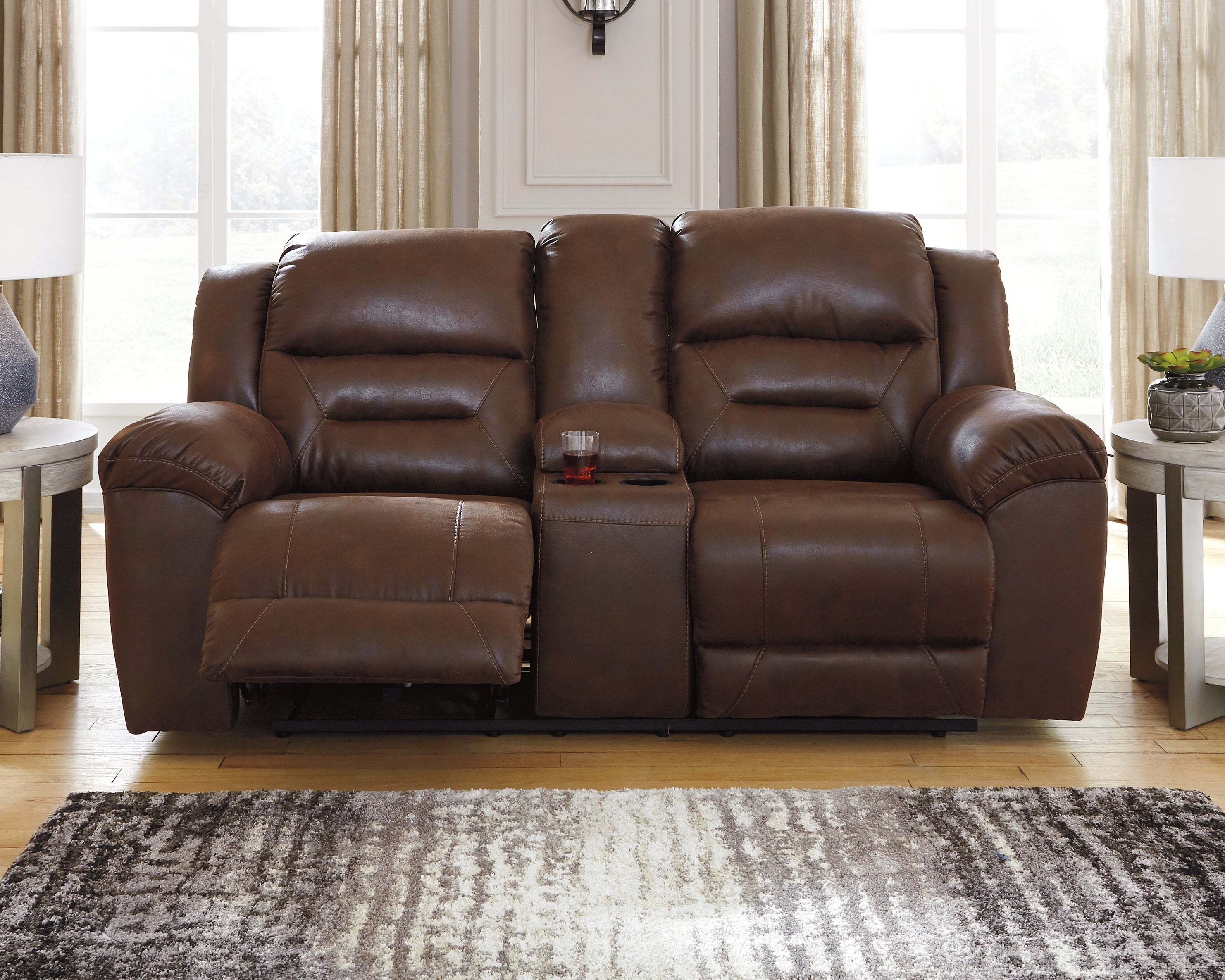 J&M Furniture - Ashley Furniture - Stoneland Reclining Loveseat with Console - DBL Rec Loveseat w/Console - 3990494