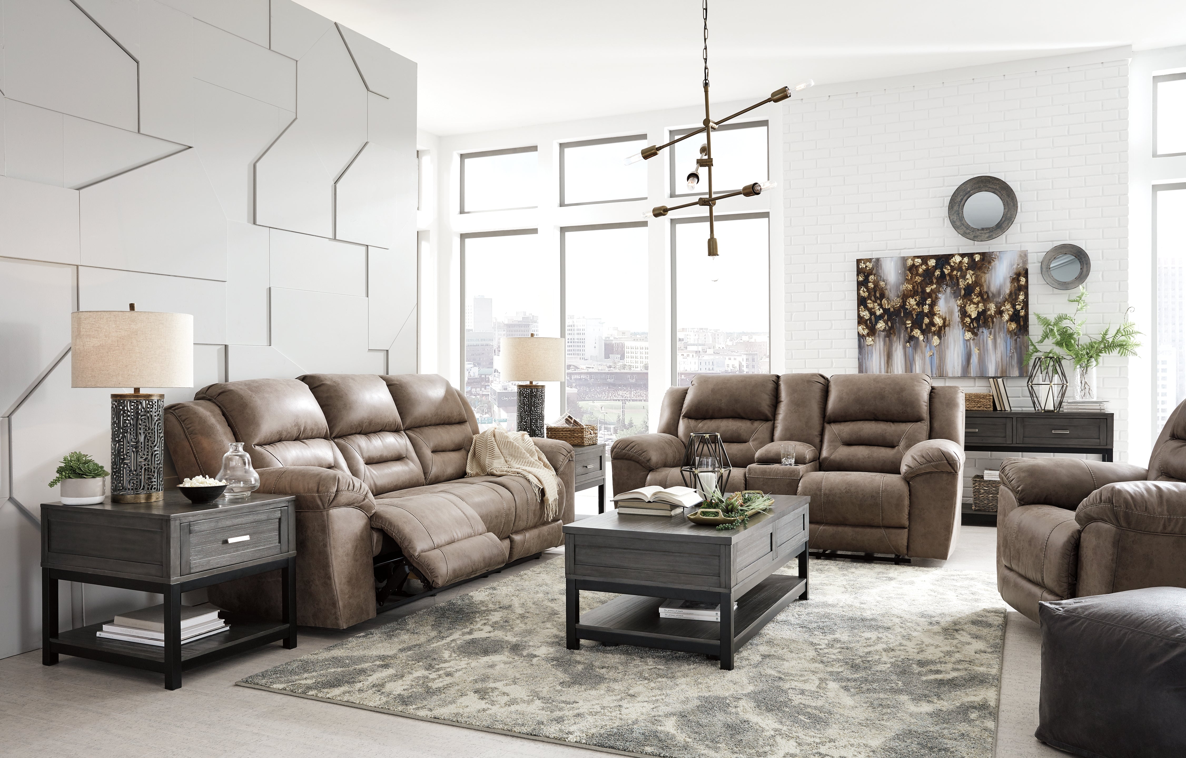 J&M Furniture - Ashley Furniture - Stoneland Reclining Sofa, Loveseat and Recliner - Reclining Sofa, Loveseat and Recliner - 39905U6