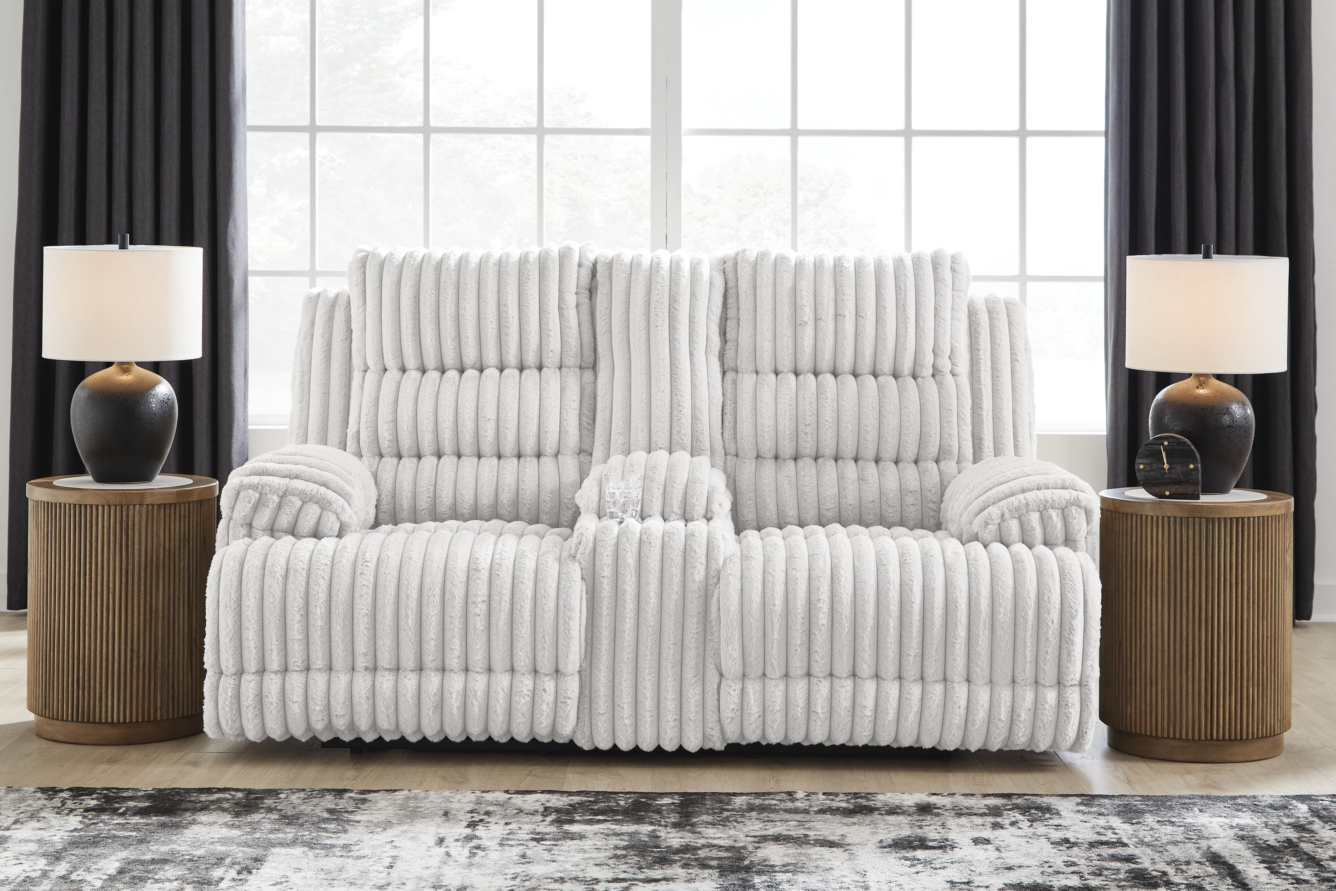 J&M Furniture - Ashley Furniture - Rhines Falls Power Reclining Loveseat with Console - DBL REC PWR Loveseat w/Console - PC4280496