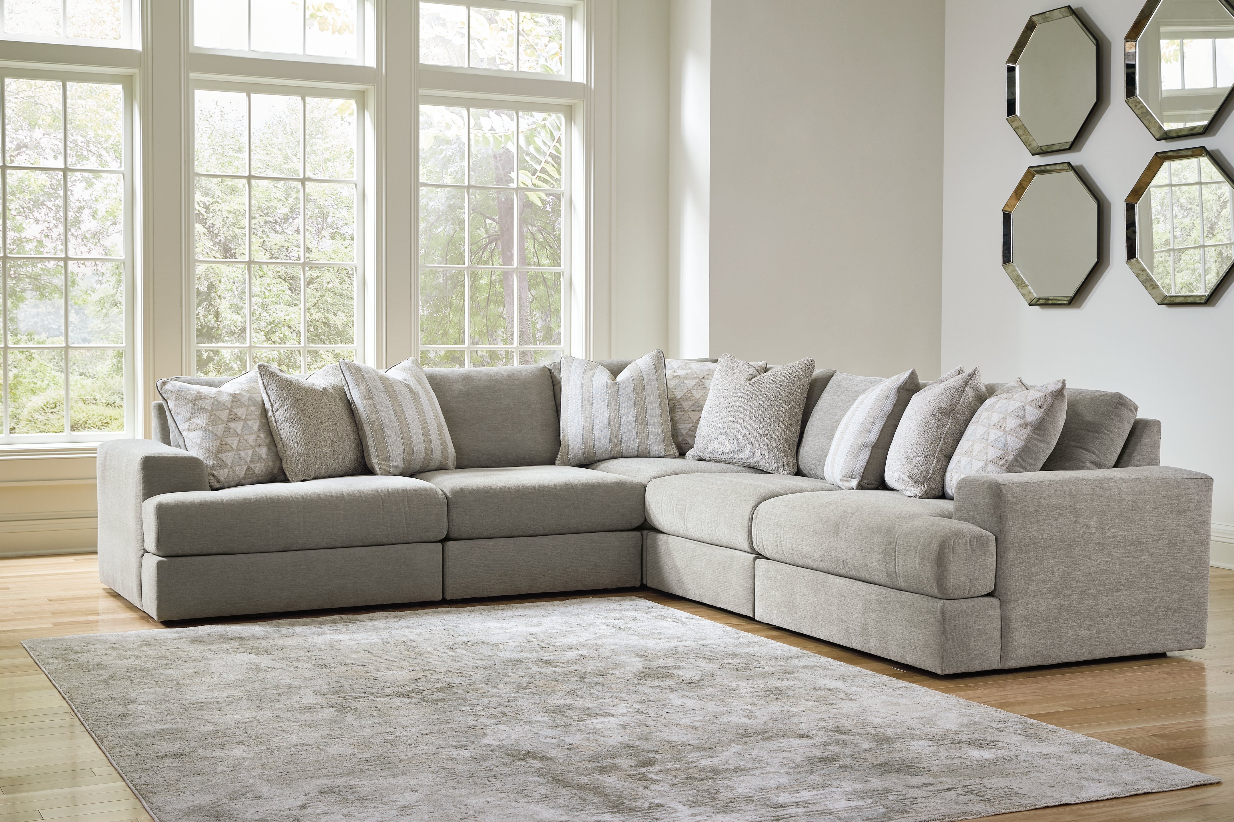 J&M Furniture - Ashley Furniture - Avaliyah 5-Piece Sectional - RAF 5-Piece Sectional / Ash - 58103S6