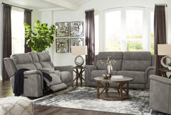 J&M Furniture - Ashley Furniture - Next-Gen DuraPella Power Reclining Sofa, Loveseat and Recliner - Power Reclining Sofa, Loveseat and Recliner / Slate - 59301U4