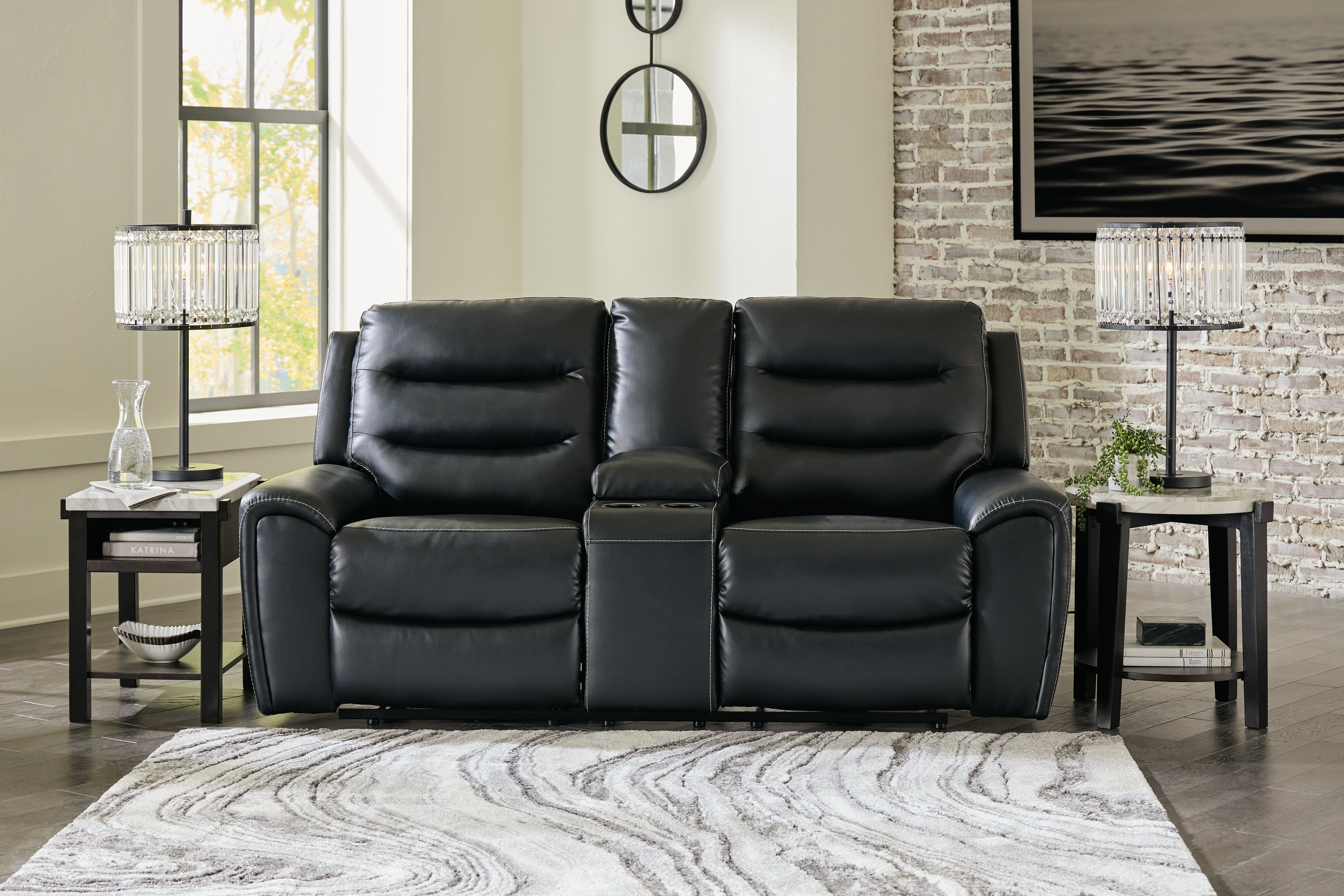 J&M Furniture - Ashley Furniture - Warlin Power Reclining Loveseat with Console - PWR REC Loveseat/CON/ADJ HDRST - 6110518