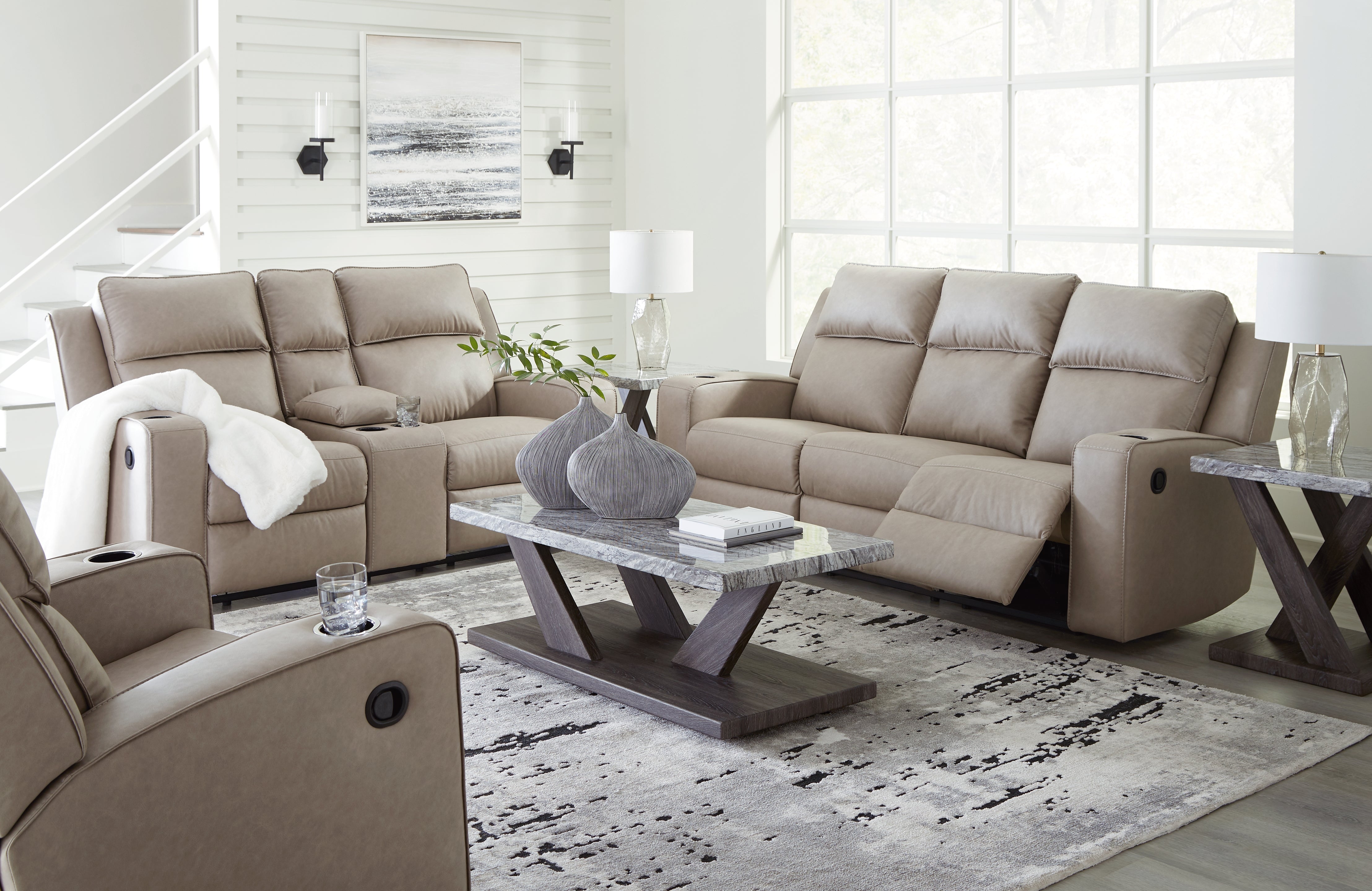 J&M Furniture - Ashley Furniture - Lavenhorne Reclining Sofa, Loveseat and Recliner - Reclining Sofa, Loveseat and Recliner - 63307U2