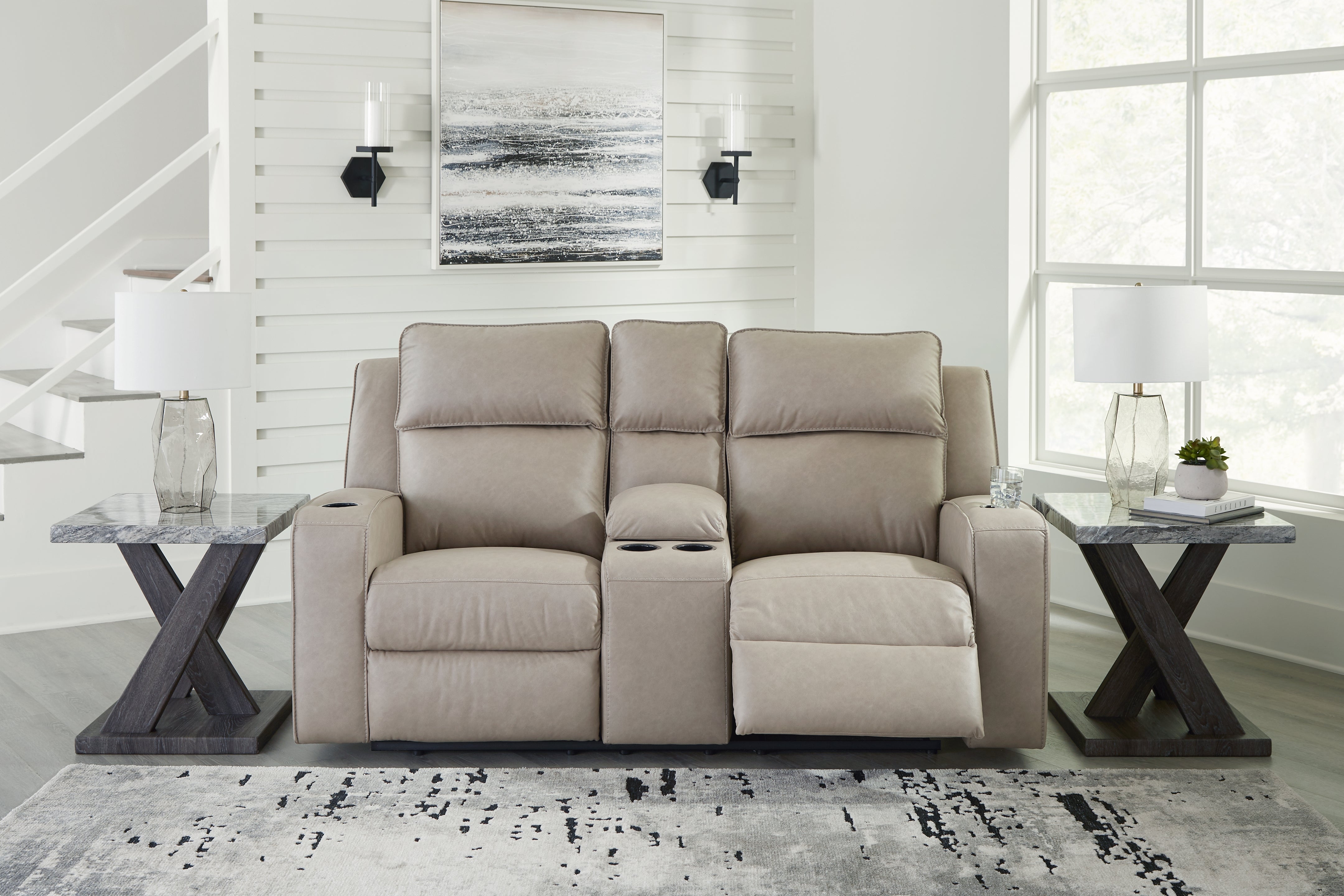 J&M Furniture - Ashley Furniture - Lavenhorne Reclining Loveseat with Console - DBL Rec Loveseat w/Console - 6330794