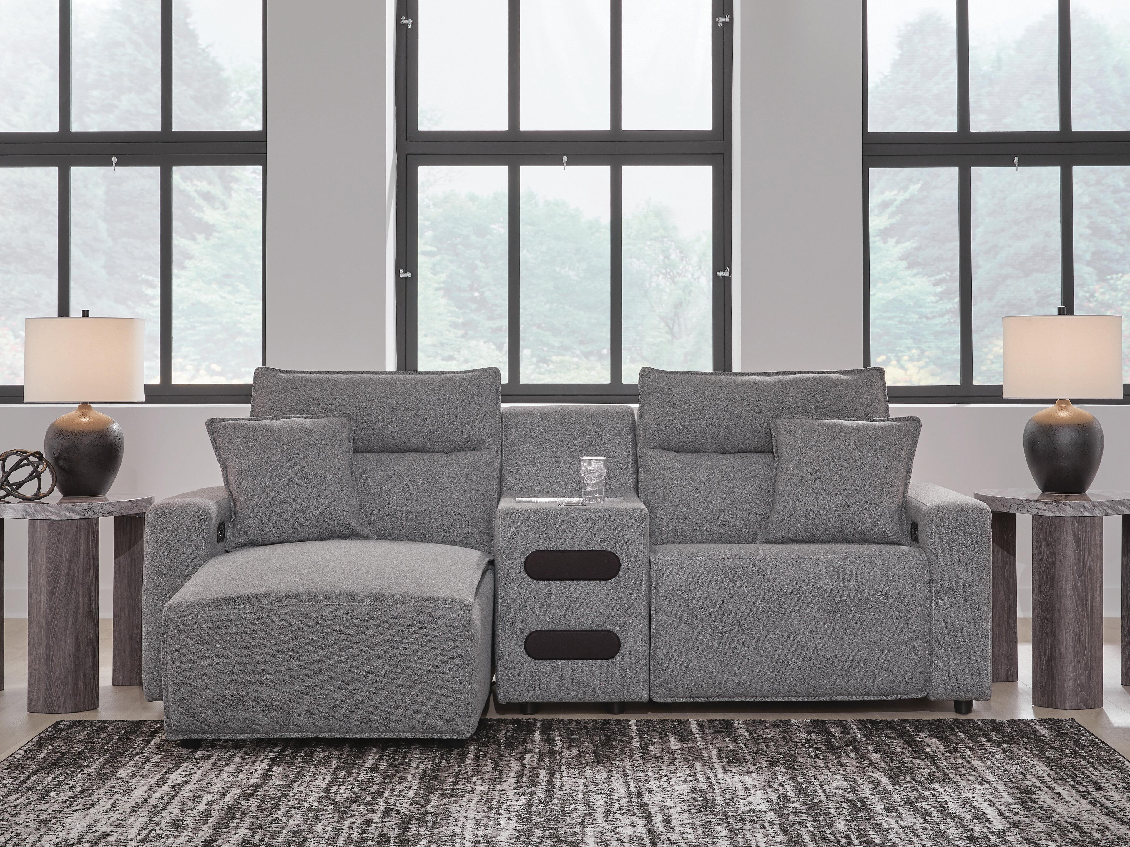 J&M Furniture - Ashley Furniture - Modmax II 3-Piece Power Reclining Sectional with Chaise and Audio Console - 3-Piece Power Reclining Sectional with Chaise and Audio Console - 65906S18
