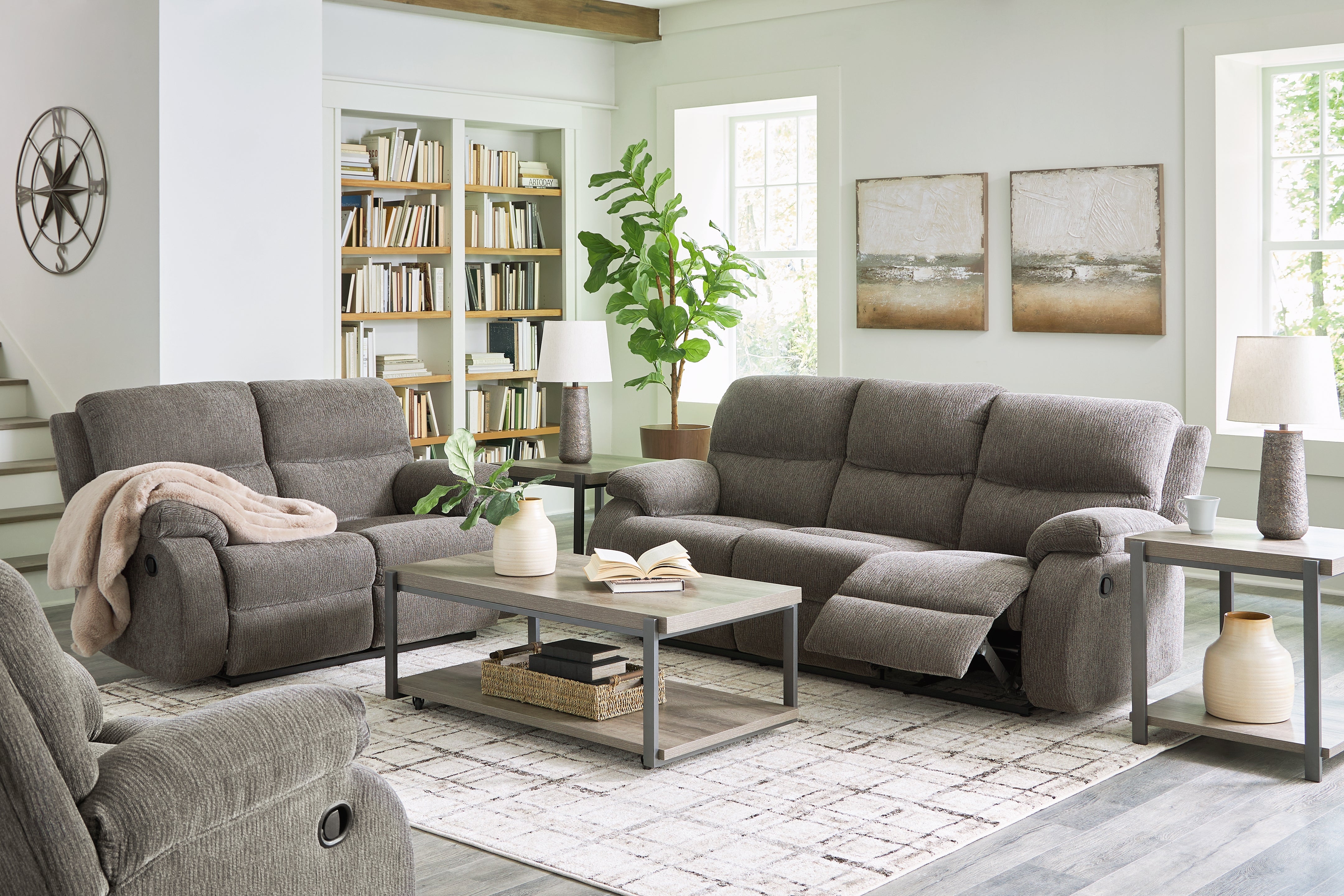 J&M Furniture - Ashley Furniture - Scranto Reclining Sofa, Loveseat and Recliner - Reclining Sofa, Loveseat and Recliner - 66502U3