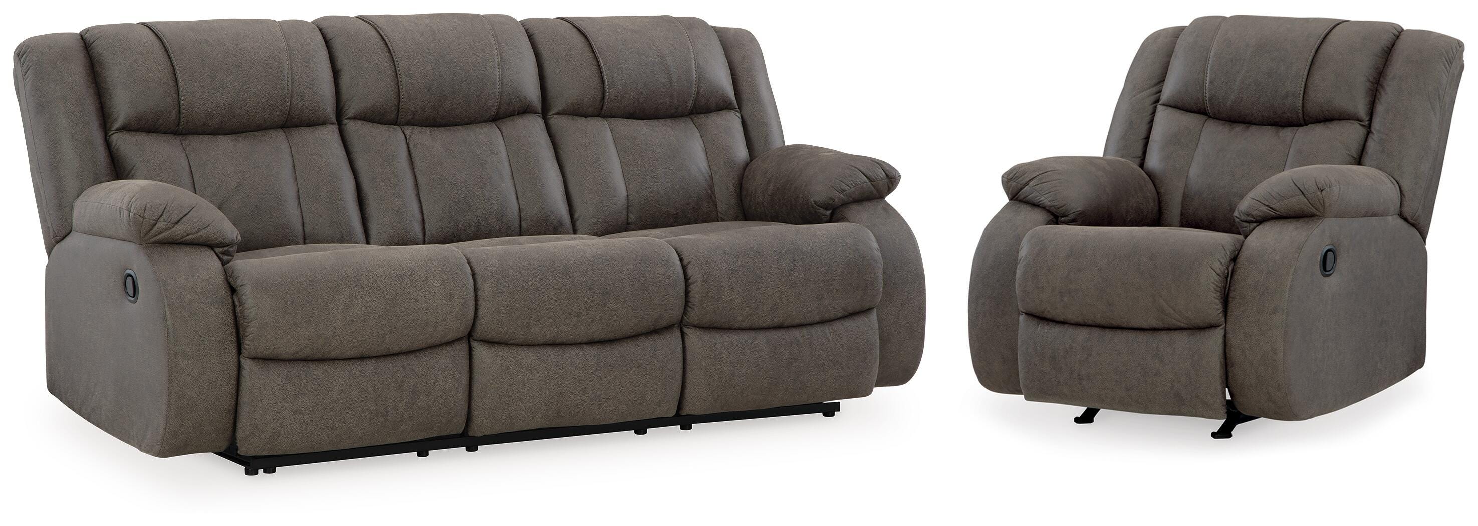 J&M Furniture - Ashley Furniture - First Base Reclining Sofa and Recliner - Reclining Sofa and Recliner - 68804U5
