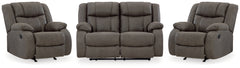 J&M Furniture - Ashley Furniture - First Base Reclining Loveseat and 2 Recliners - Reclining Loveseat and 2 Recliners - 68804U3