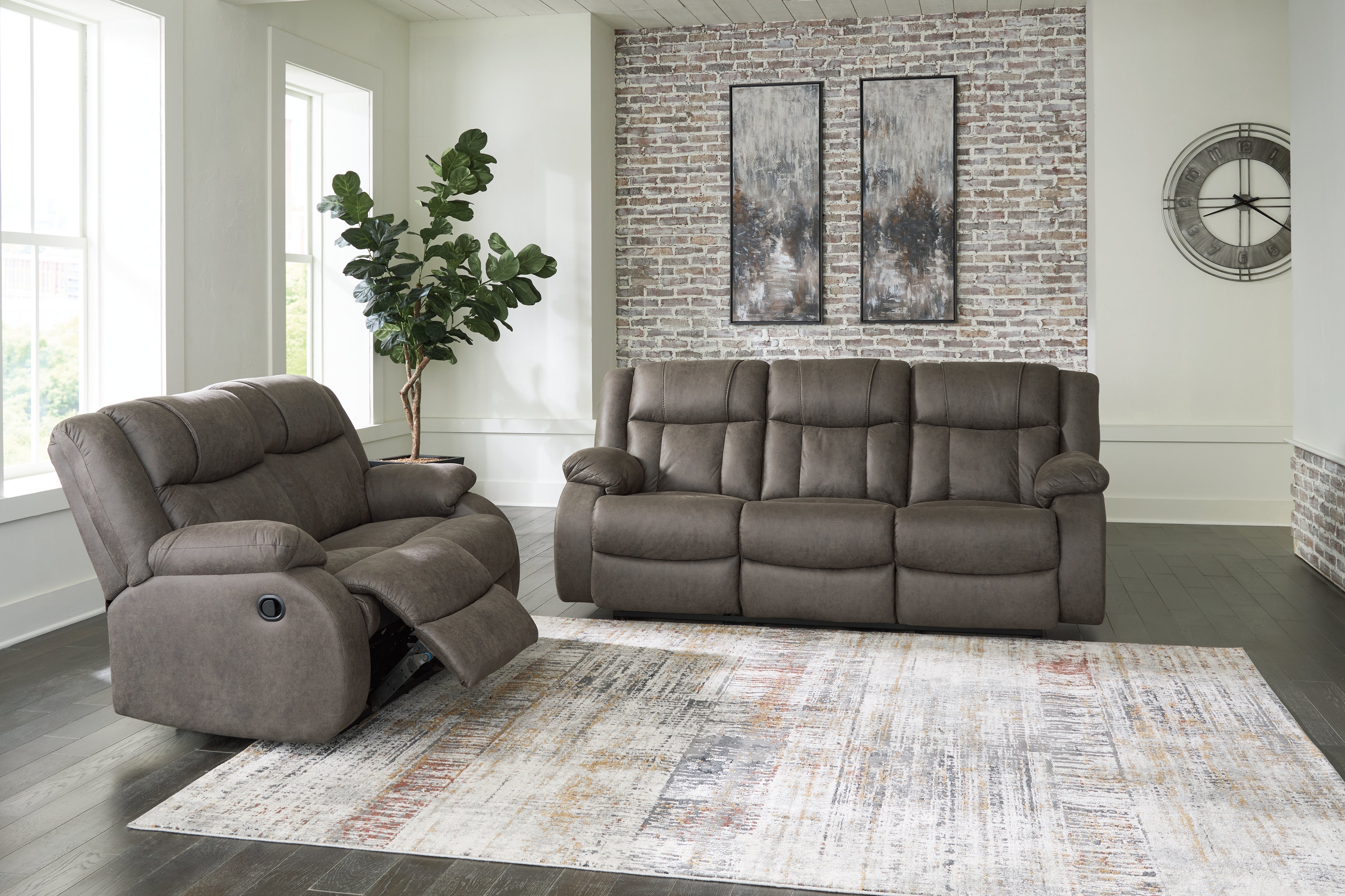 J&M Furniture - Ashley Furniture - First Base Reclining Sofa and Loveseat - Reclining Sofa and Loveseat - 68804U1