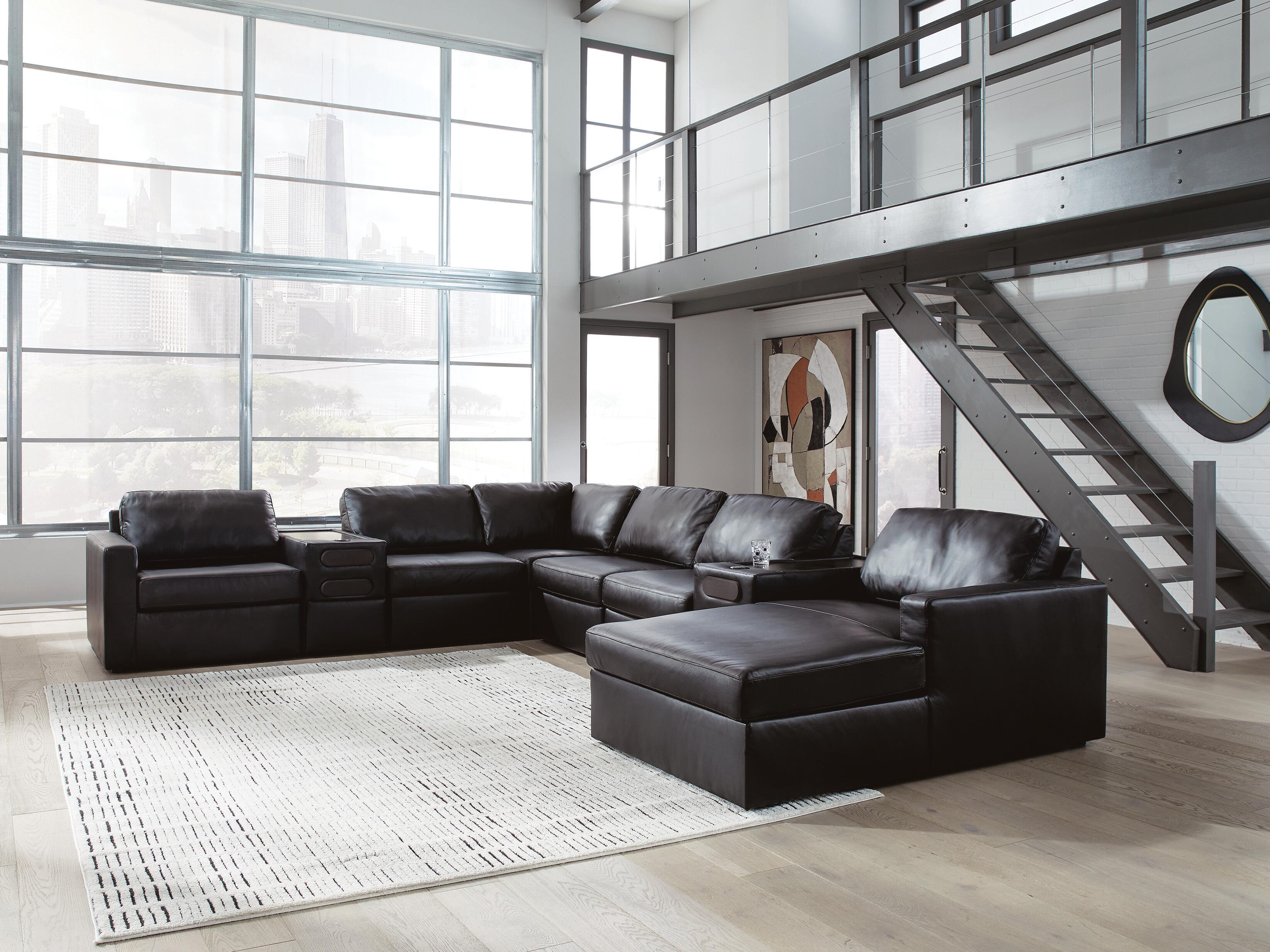 J&M Furniture - Ashley Furniture - Modmax II 8-Piece Sectional with Chaise and Audio Consoles - RAF 8-Piece Sectional with Chaise and Audio Consoles - 74305S48