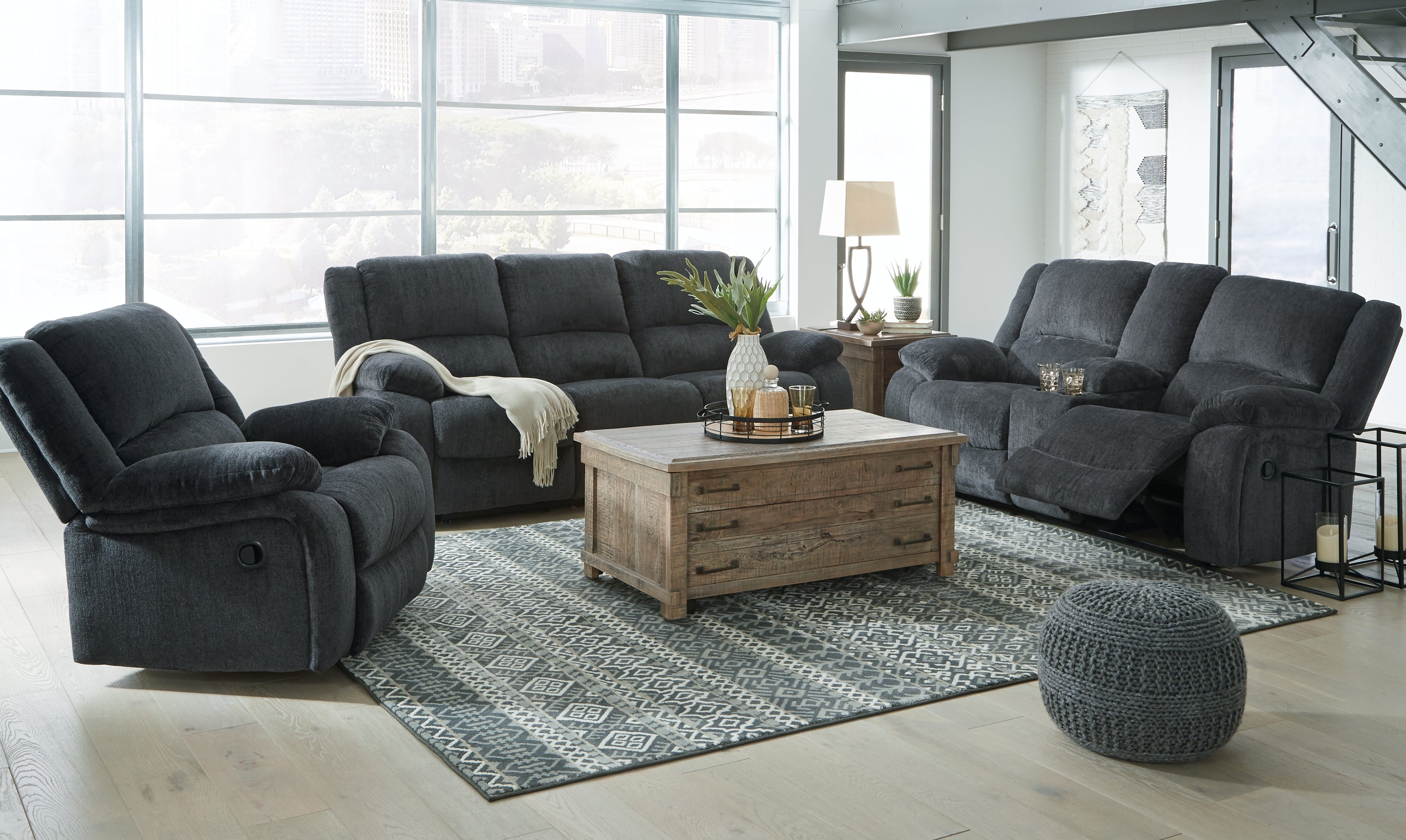 J&M Furniture - Ashley Furniture - Draycoll Reclining Sofa, Loveseat and Recliner - Reclining Sofa, Loveseat and Recliner - 76504U4