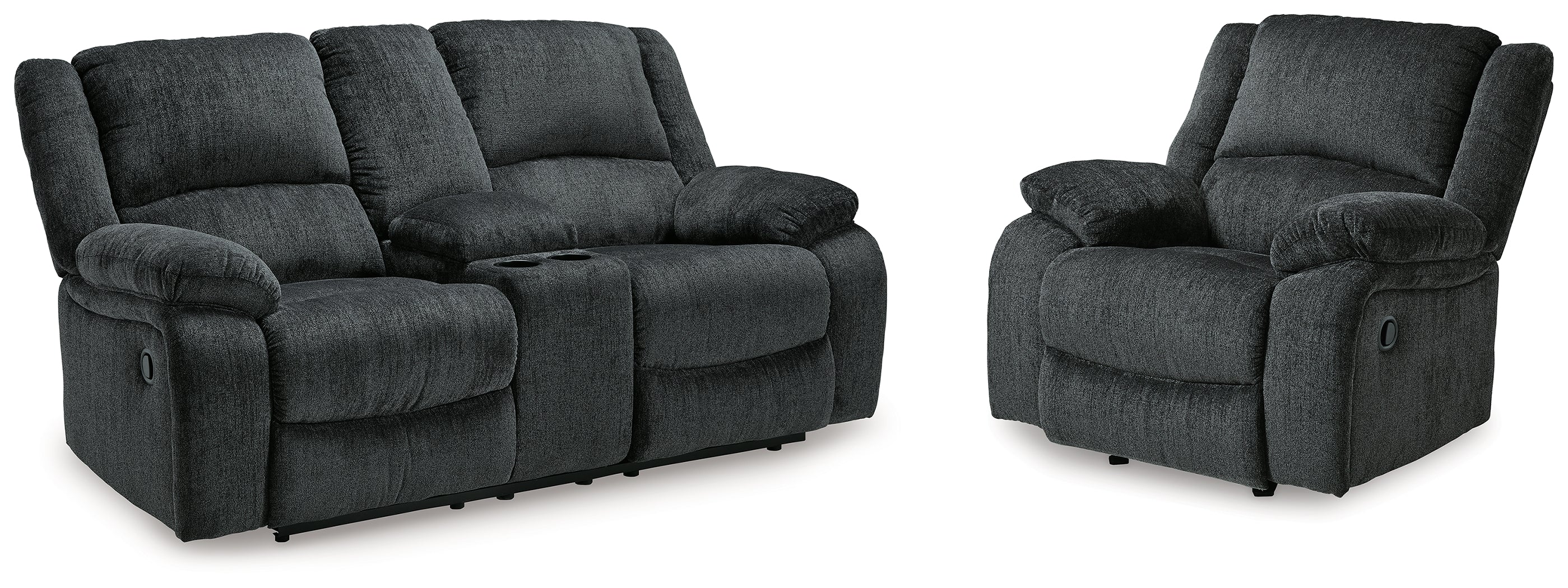 J&M Furniture - Ashley Furniture - Draycoll Reclining Loveseat with Console and Recliner - Reclining Loveseat with Console and Recliner - 76504U7
