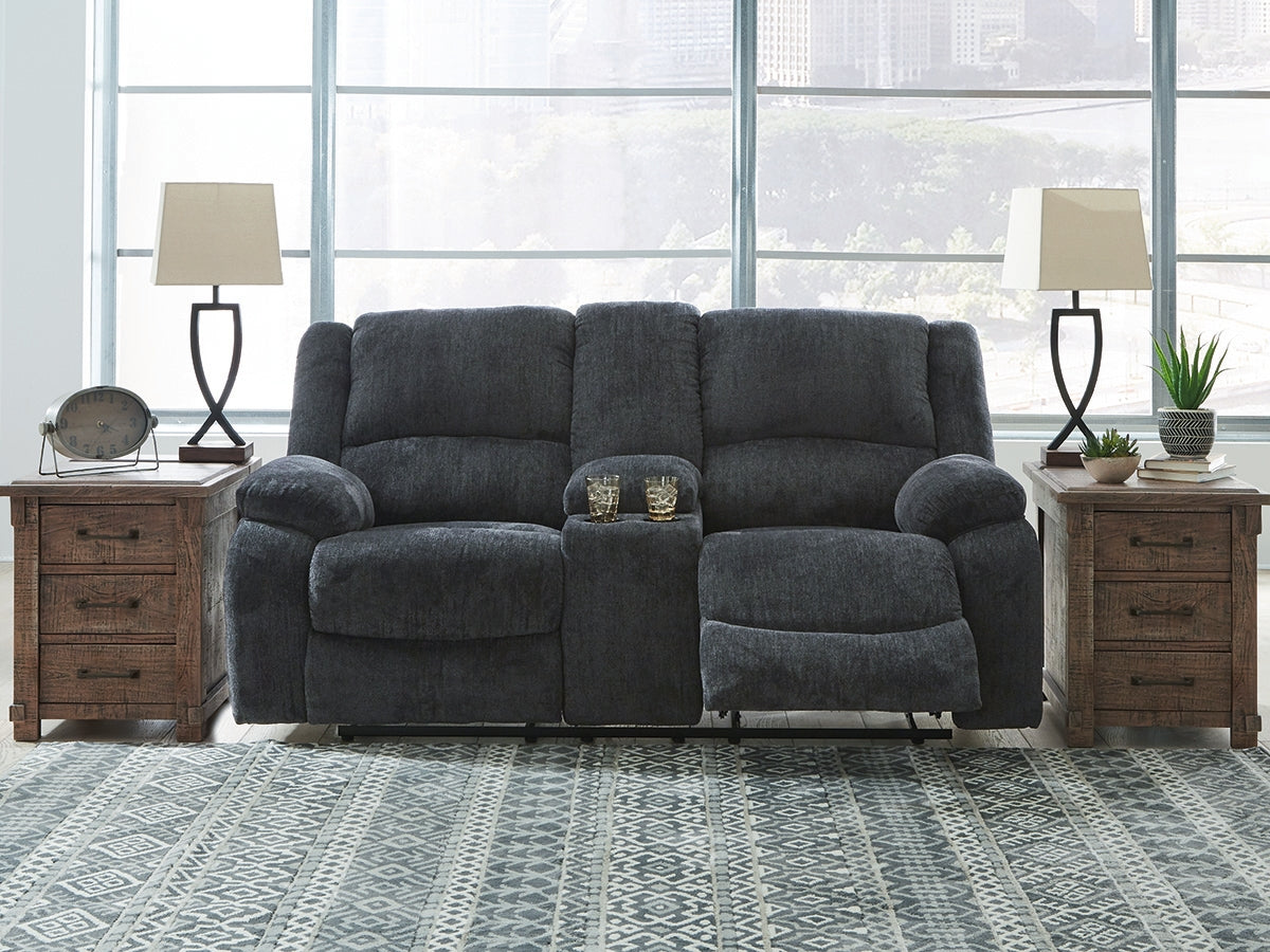 J&M Furniture - Ashley Furniture - Draycoll Reclining Loveseat with Console - DBL Rec Loveseat w/Console - 7650494