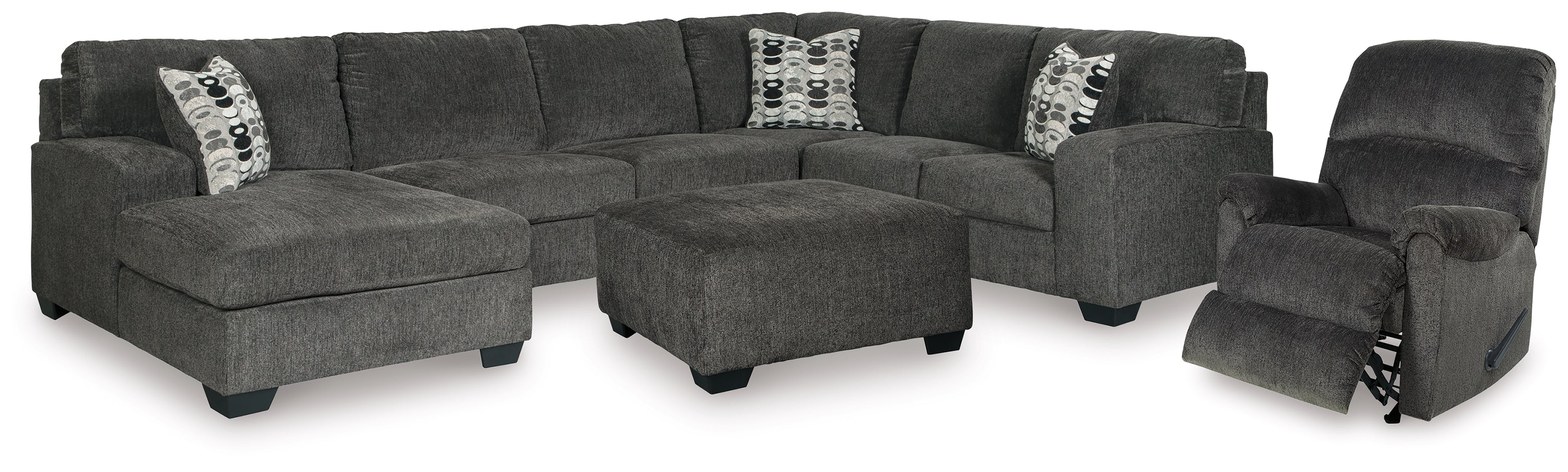 J&M Furniture - Ashley Furniture - Ballinasloe 3-Piece Sectional, Recliner and Ottoman - 3-Piece Sectional, Recliner and Ottoman - 80703U2