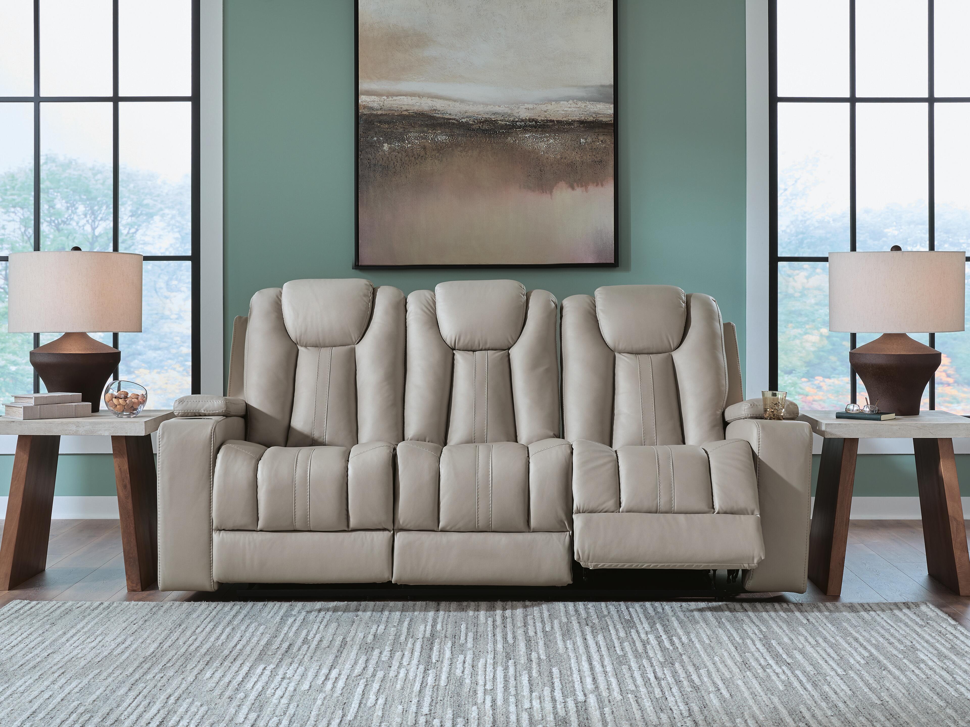 J&M Furniture - Ashley Furniture - Elevate Edges Reclining Sofa with Drop Down Table - REC Sofa w/Drop Down Table - PC8330589
