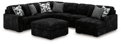 J&M Furniture - Ashley Furniture - Midnight-Madness 4-Piece Sectional and Oversized Accent Ottoman - 4-Piece Sectional and Oversized Accent Ottoman - 98103U3