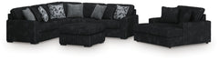 J&M Furniture - Ashley Furniture - Midnight-Madness 3-Piece Sectional, Chaise and Oversized Accent Ottoman - 3-Piece Sectional, Chaise and Oversized Accent Ottoman - 98103U1