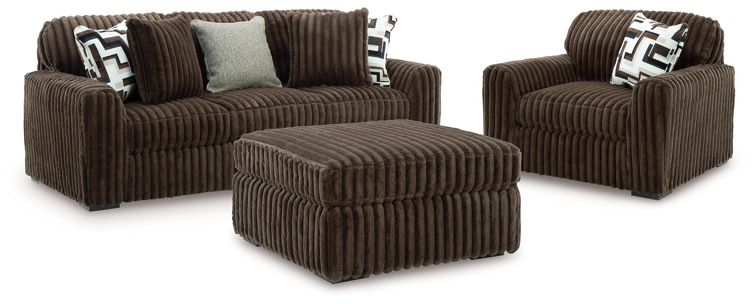 J&M Furniture - Ashley Furniture - Midnight-Madness Sofa, Oversized Chair and Accent Ottoman - Sofa, Oversized Chair and Accent Ottoman - 98104U4