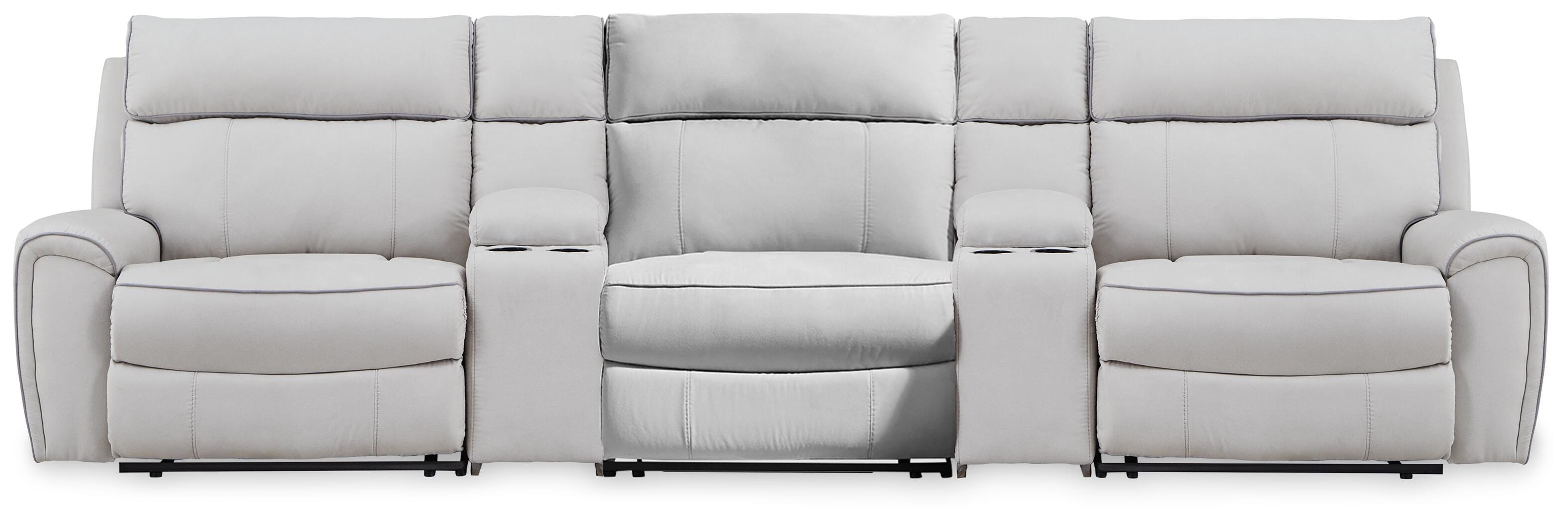 J&M Furniture - Ashley Furniture - Social Pointe 5-Piece Reclining Sectional with Storage Consoles - 5-Piece Reclining Sectional with Storage Consoles - PC98802S39
