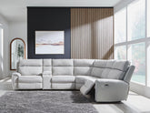 J&M Furniture - Ashley Furniture - Social Pointe 6-Piece Reclining Sectional with Storage Console - 6-Piece Reclining Sectional with Storage Console - PC98802S36