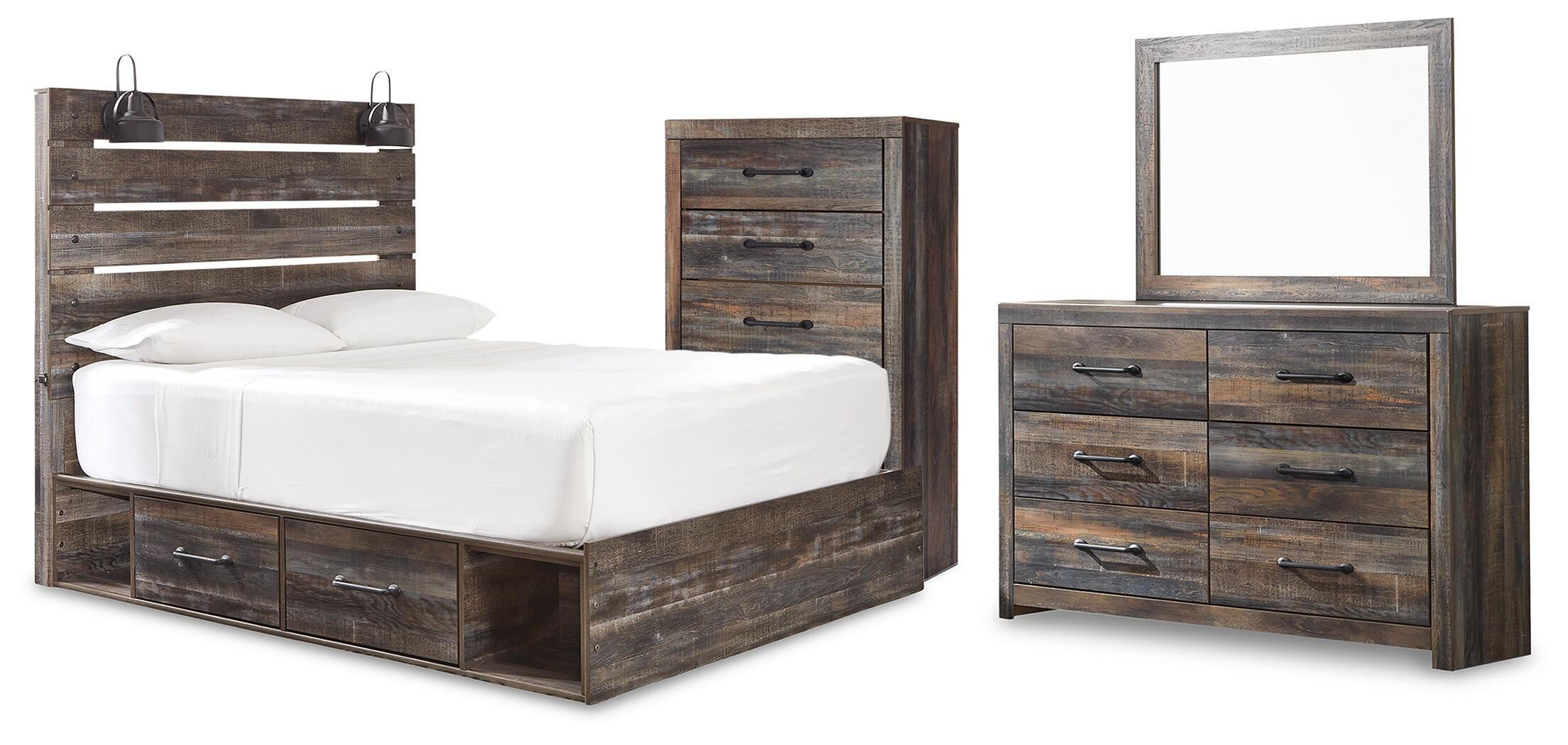 J&M Furniture - Ashley Furniture - Drystan Queen Panel Bed with Storage, Dresser, Mirror and Chest - Queen Panel Bed with Storage, Dresser, Mirror and Chest - B211B96