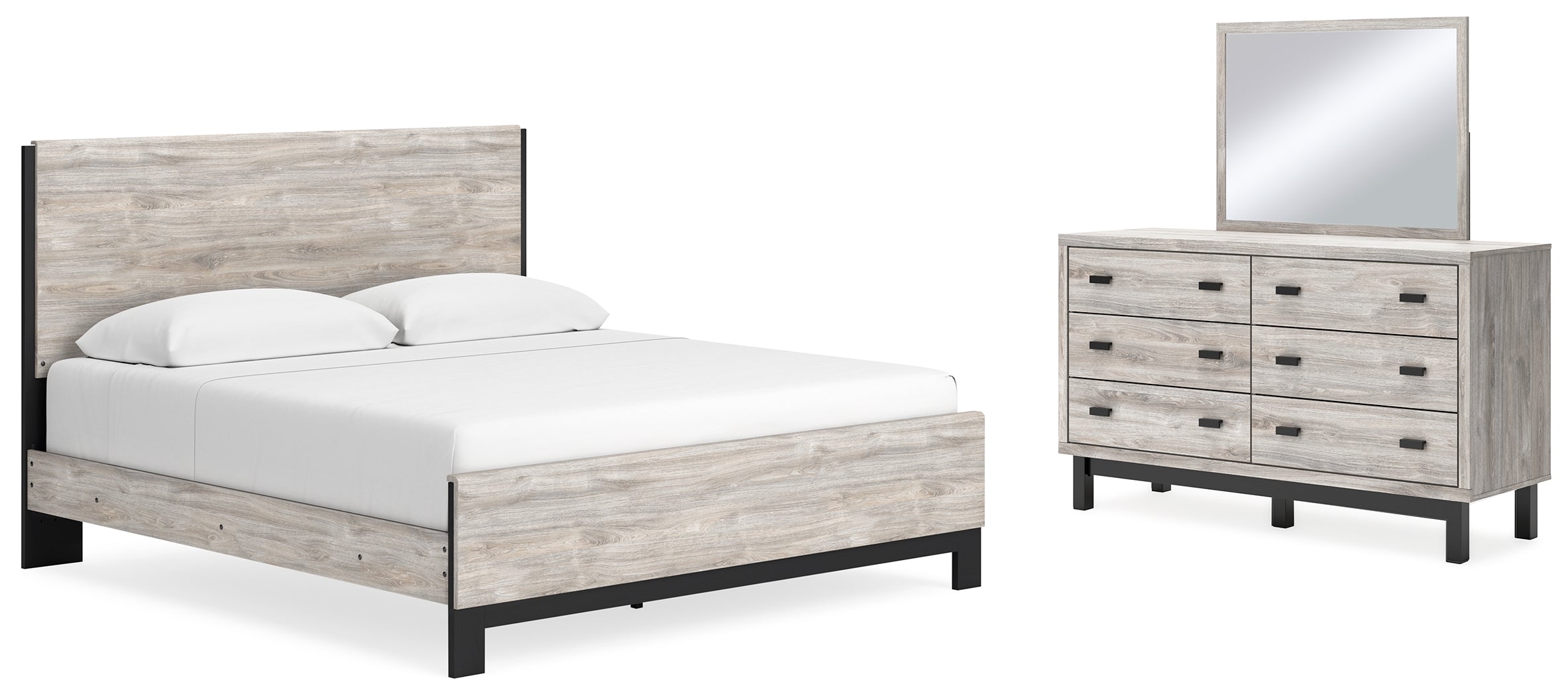 J&M Furniture - Ashley Furniture - Vessalli King Panel Bed, Dresser and Mirror - King Panel Bed, Dresser and Mirror - B1036B12