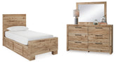J&M Furniture - Ashley Furniture - Hyanna Twin Panel Bed with 1 Side Storage, Dresser and Mirror - Twin Panel Bed with 1 Side Storage, Dresser and Mirror - B1050B26
