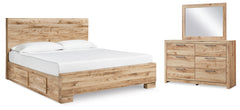 J&M Furniture - Ashley Furniture - Hyanna King Panel Bed with 2 Side Storage, Dresser and Mirror - King Panel Bed with 2 Side Storage, Dresser and Mirror - B1050B47