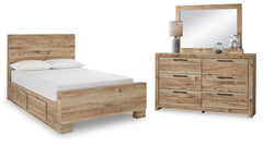 J&M Furniture - Ashley Furniture - Hyanna Full Panel Bed with 2 Side Storage, Dresser and Mirror - Full Panel Bed with 2 Side Storage, Dresser and Mirror - B1050B31