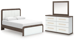 J&M Furniture - Ashley Furniture - Kendanport Queen Upholstered Platform Bed, Dresser and Mirror - Queen Upholstered Platform Bed, Dresser and Mirror - PCB1108B3