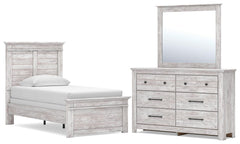 Makidern Twin Panel Bed, Dresser and Mirror