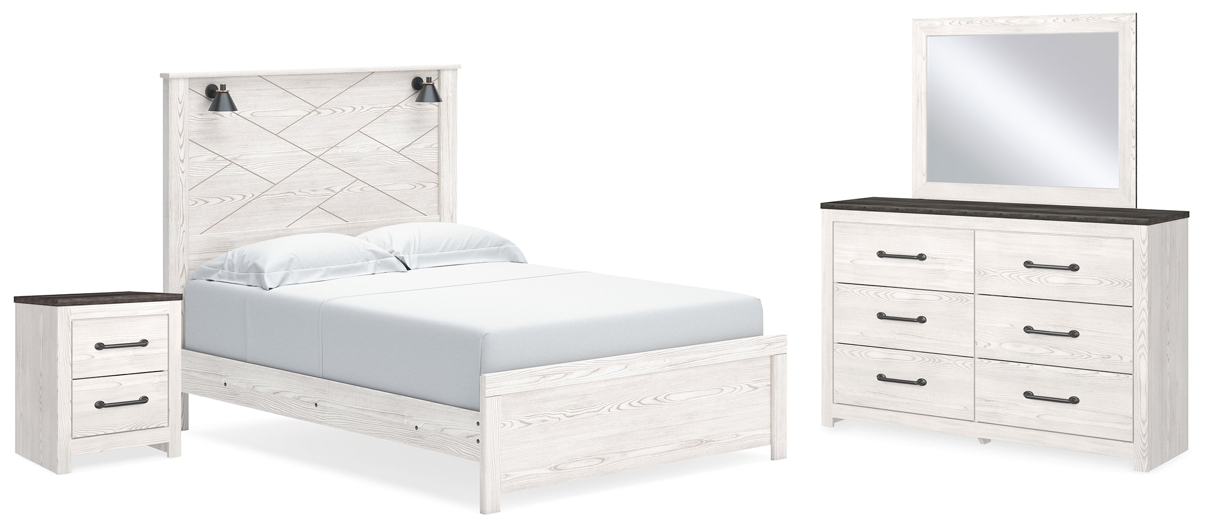 J&M Furniture - Ashley Furniture - Gerridan Queen Panel Bed, Dresser, Mirror, and Nightstand - Queen Panel Bed, Dresser, Mirror, and Nightstand - B1190B15