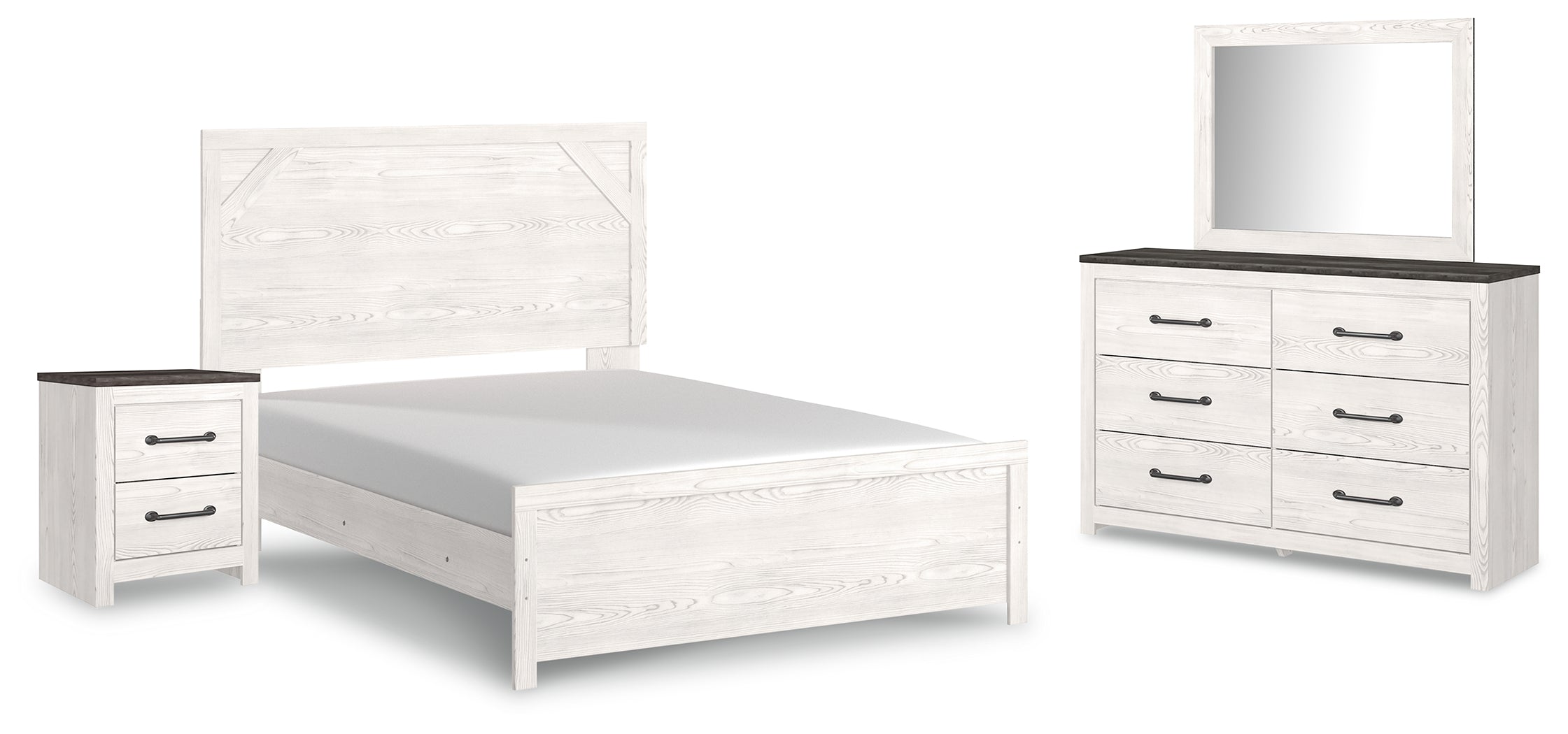 J&M Furniture - Ashley Furniture - Gerridan Queen Bed with Mirrored Dresser and Nightstand - Queen Bed with Mirrored Dresser and Nightstand - B1190B11