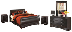 J&M Furniture - Ashley Furniture - Huey Vineyard Queen Sleigh Bed with Mirrored Dresser and 2 Nightstands - Queen Sleigh Bed with Mirrored Dresser and 2 Nightstands - B128B15