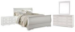 J&M Furniture - Ashley Furniture - Anarasia Queen Sleigh Bed, Dresser, Mirror and 2 Nightstands - Queen Sleigh Bed, Dresser, Mirror and 2 Nightstands - B129B23