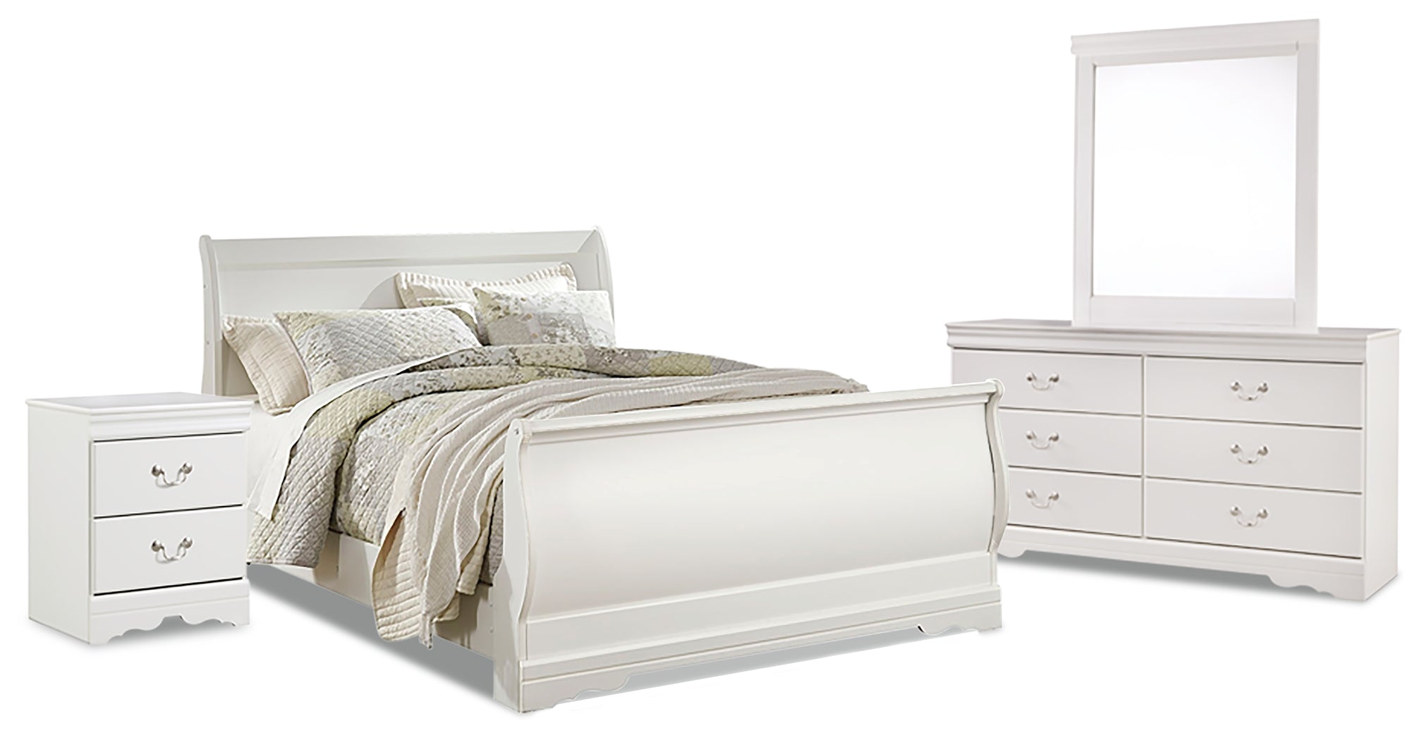 J&M Furniture - Ashley Furniture - Anarasia Queen Sleigh Bed, Dresser, Mirror and Nightstand - Queen Sleigh Bed, Dresser, Mirror and Nightstand - B129B9