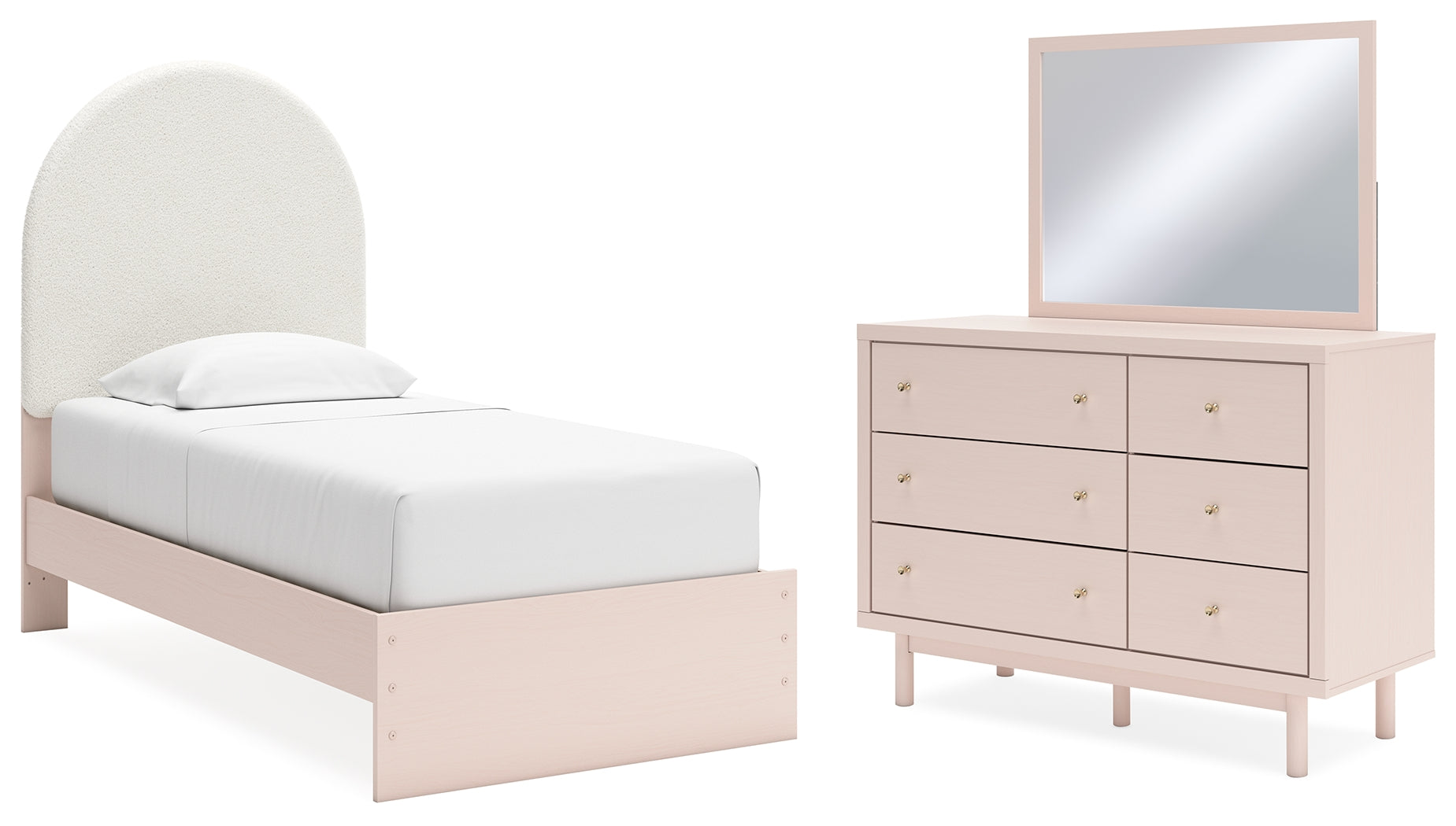 J&M Furniture - Ashley Furniture - Wistenpine Twin Upholstered Panel Bed, Dresser and Mirror - Twin Upholstered Panel Bed, Dresser and Mirror - B1323B2