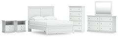 Bostwick Shoals Queen Panel Bed with Mirrored Dresser, Chest and 2 Nightstands