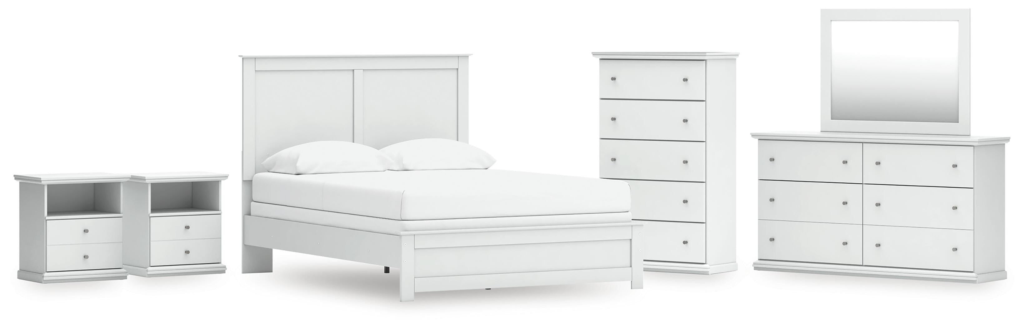 J&M Furniture - Ashley Furniture - Bostwick Shoals Queen Panel Bed with Mirrored Dresser, Chest and 2 Nightstands - Queen Panel Bed with Mirrored Dresser, Chest and 2 Nightstands - B139B49
