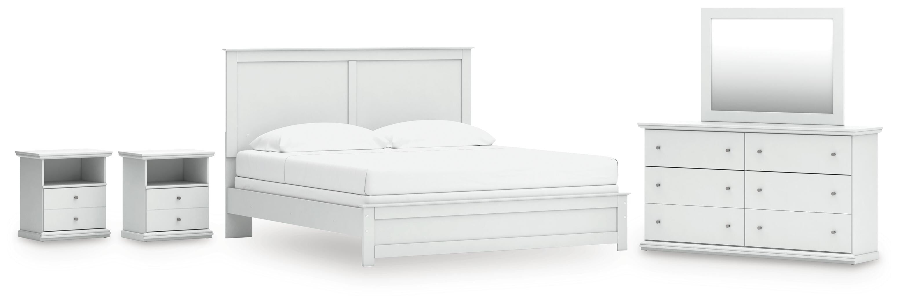 J&M Furniture - Ashley Furniture - Bostwick Shoals King Panel Bed, Dresser, Mirror and 2 Nightstands - King Panel Bed, Dresser, Mirror and 2 Nightstands - B139B52