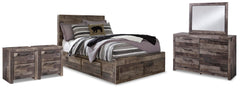 Derekson Full Panel Storage Bed, Dresser, Mirror and 2 Nightstands