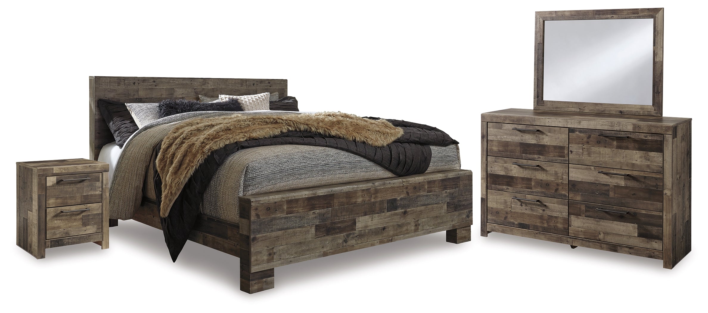 J&M Furniture - Ashley Furniture - Derekson King Panel Bed, Dresser, Mirror and Nightstand - King Panel Bed, Dresser, Mirror and Nightstand - B200B42